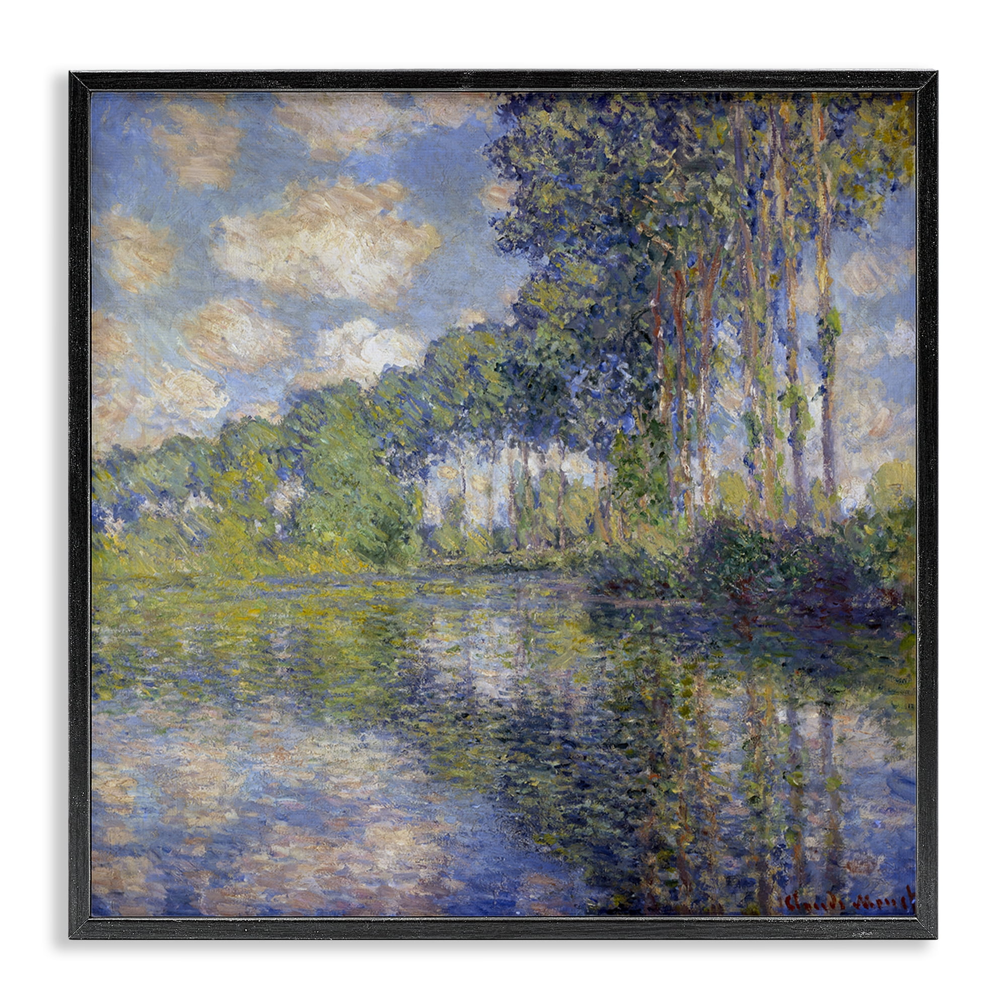 Stupell Industries Classic Monet Poplars on the Epte Landscape & Nature Painting Black Framed Art Print Wall Art, 12 x 12