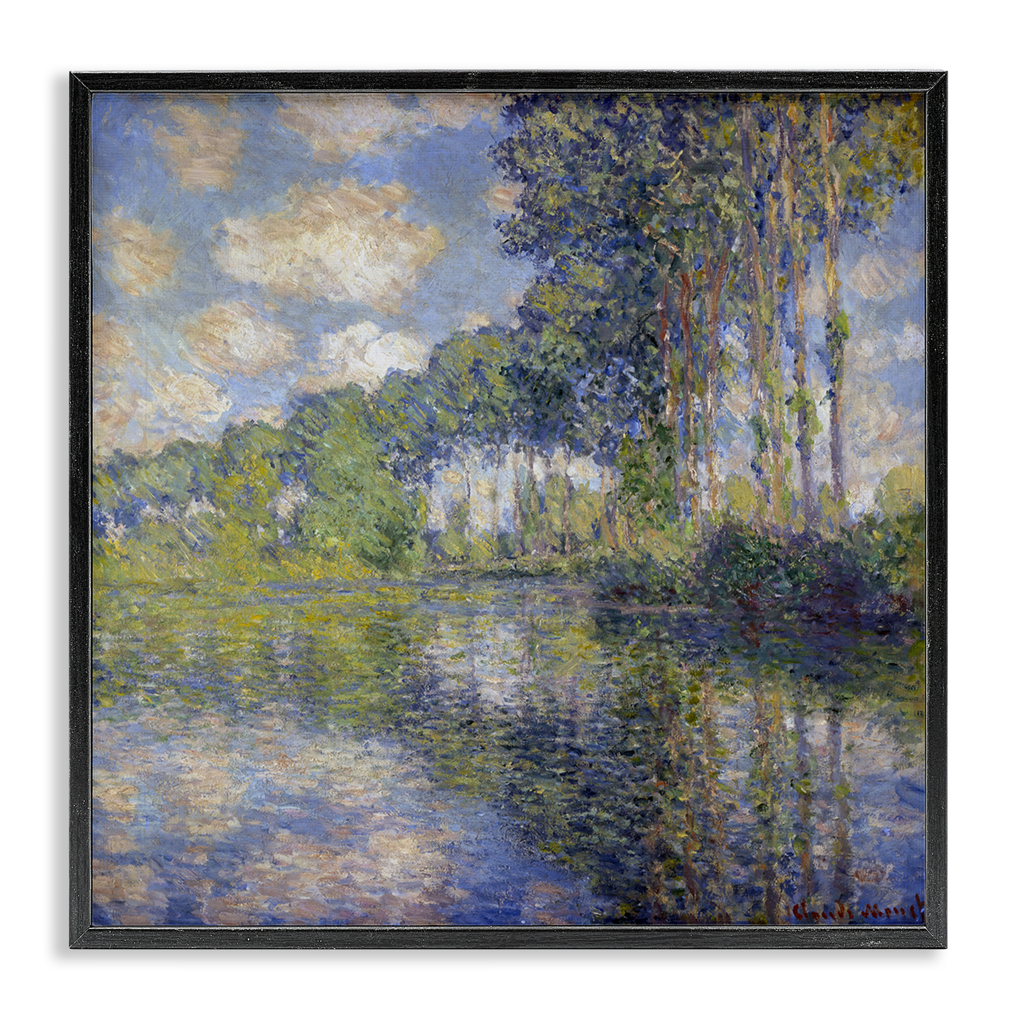 Stupell Industries Classic Monet Poplars on the Epte Landscape & Nature Painting Black Framed Art Print Wall Art, 17 x 17