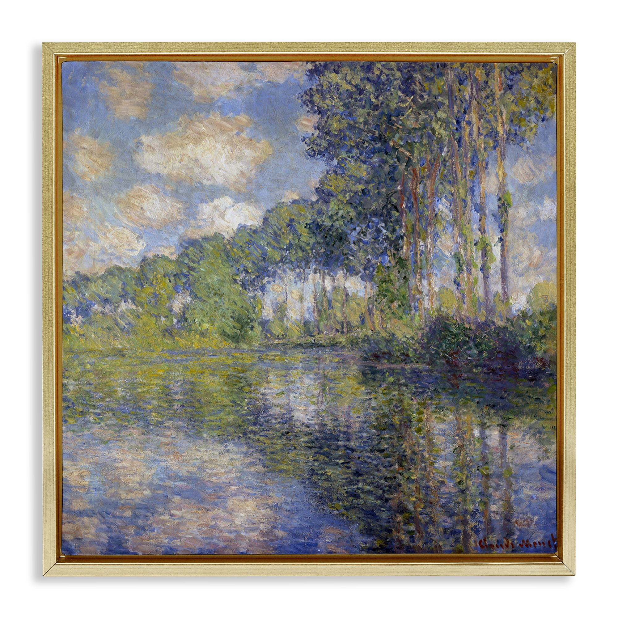 Stupell Industries Classic Monet Poplars on the Epte Landscape & Nature Painting Gold Floater Framed Canvas Art Print Wall Art, 25 x 25