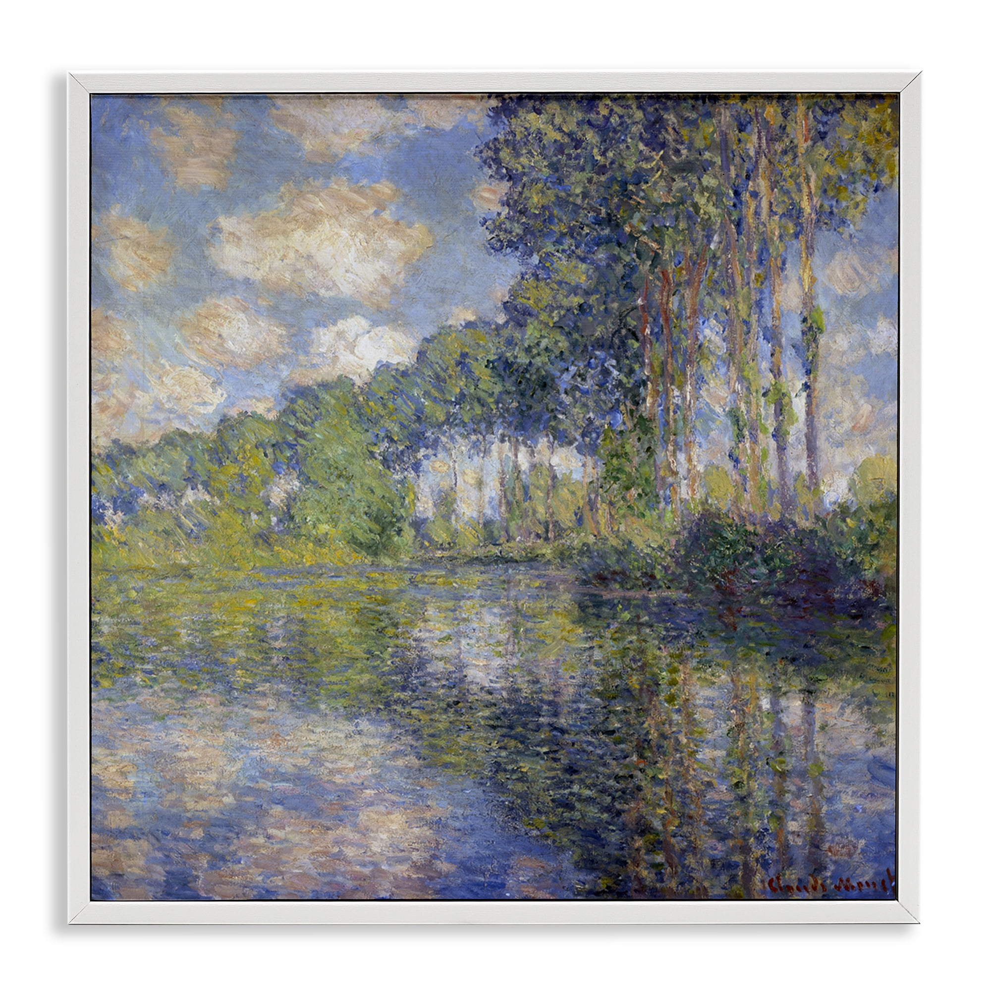 Stupell Industries Classic Monet Poplars on the Epte Landscape & Nature Painting White Framed Art Print Wall Art, 17 x 17