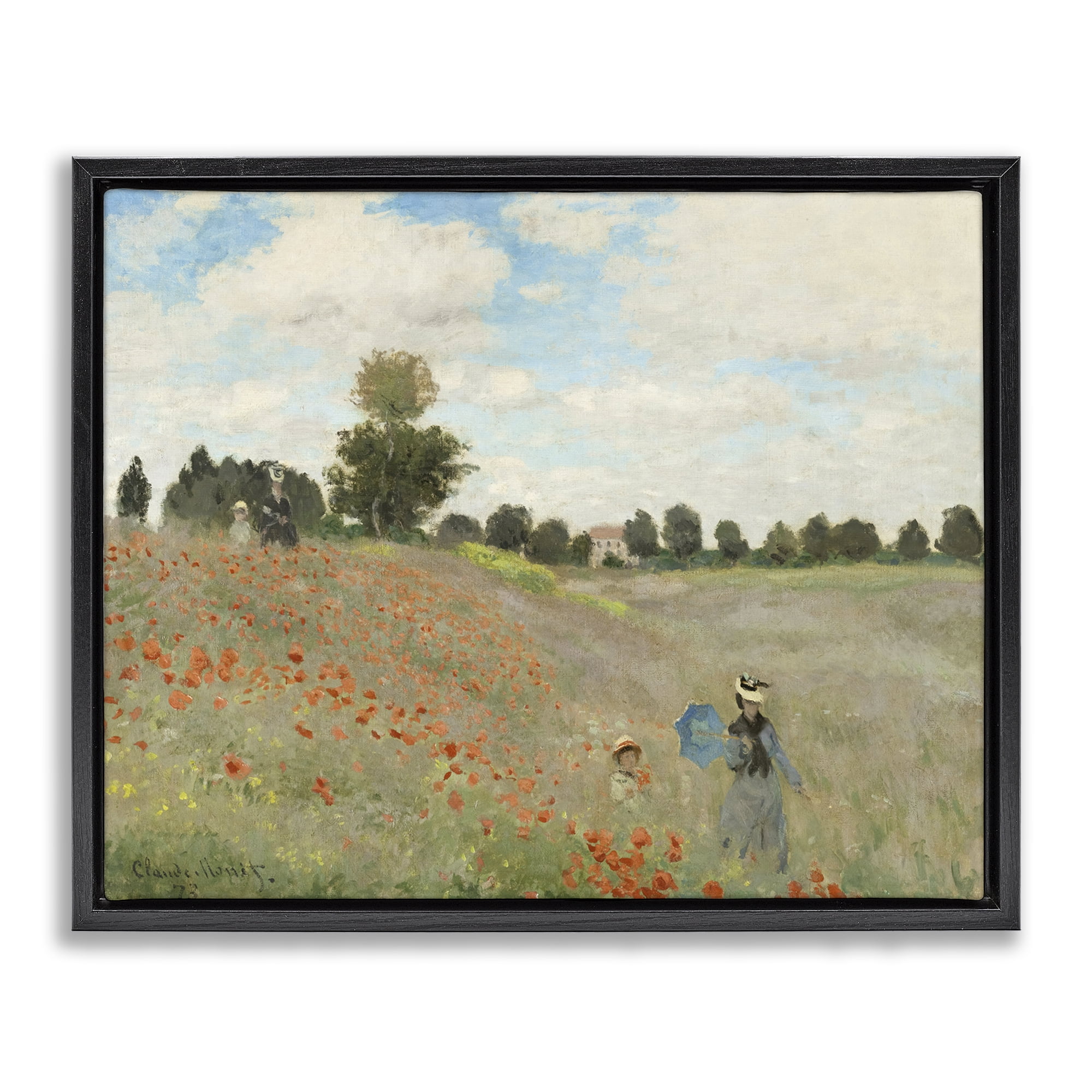 Stupell Industries Classic Monet Poppy Field Landscape & Nature Painting Black Floater Framed Canvas Art Print Wall Art, 31 x 25