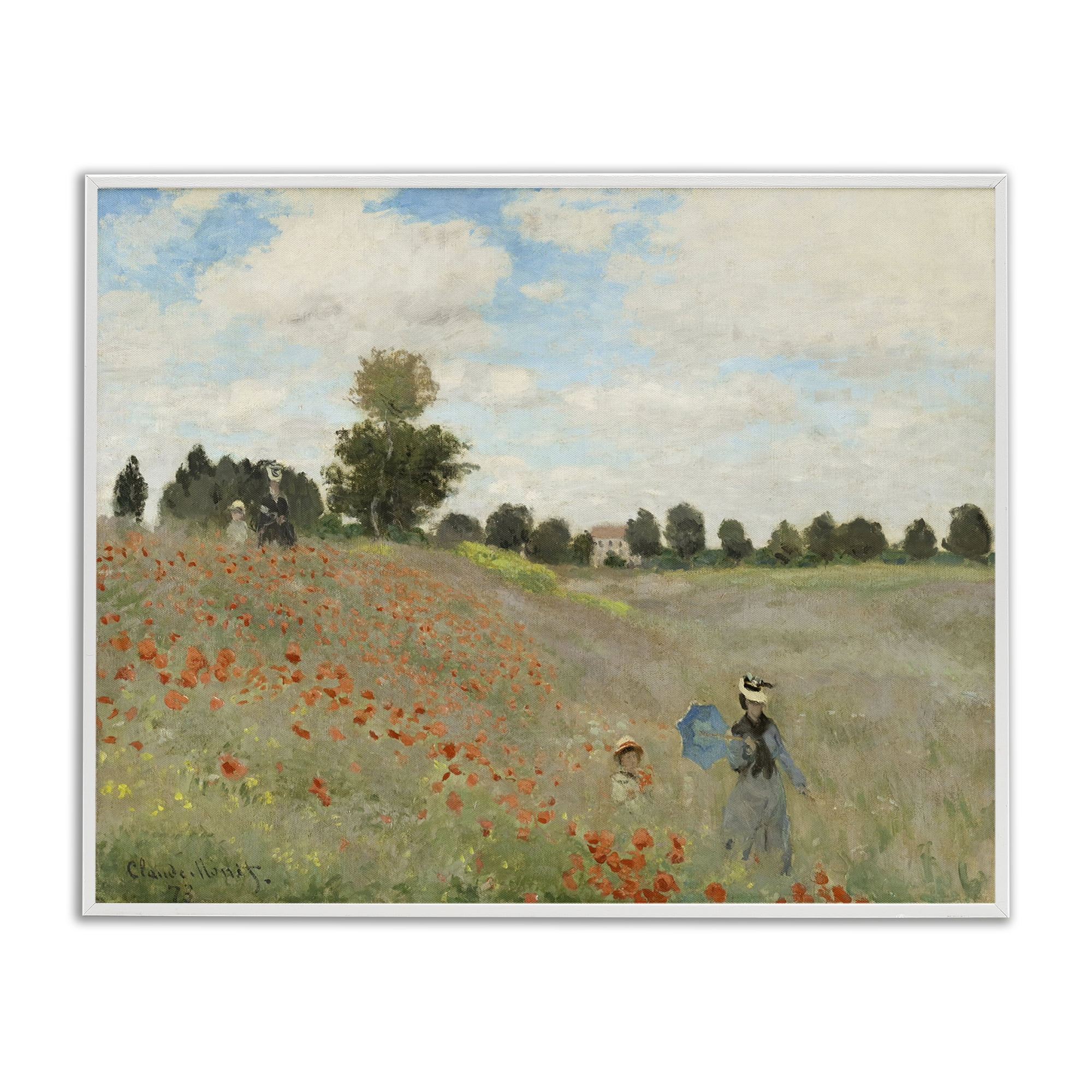 Stupell Industries Classic Monet Poppy Field Landscape & Nature Painting White Framed Art Print Wall Art, 20 x 16