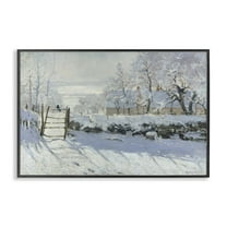 Stupell Industries Classic Monet The Magpie Landscape & Nature Painting Black Framed Art Print Wall Art, 18 x 12