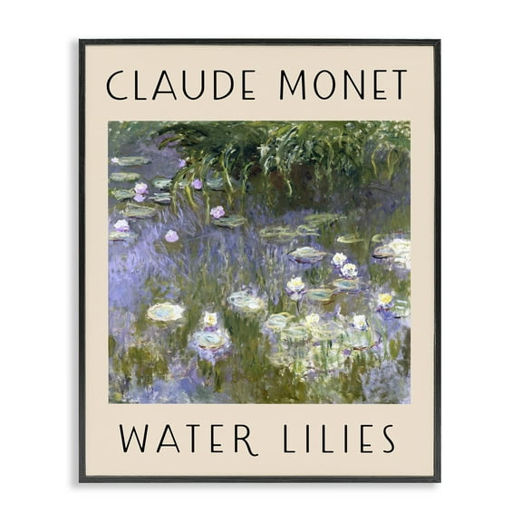 Stupell Industries Classic Monet Water Lilies Landscape & Nature Painting Black Framed Art Print Wall Art, 11 x 14