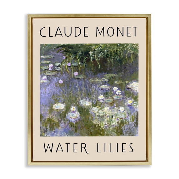 Stupell Industries Cottage Classic Monet Water Lilies Gold Floating Frame Canvas Art, 17 x 21, by Lil' Rue