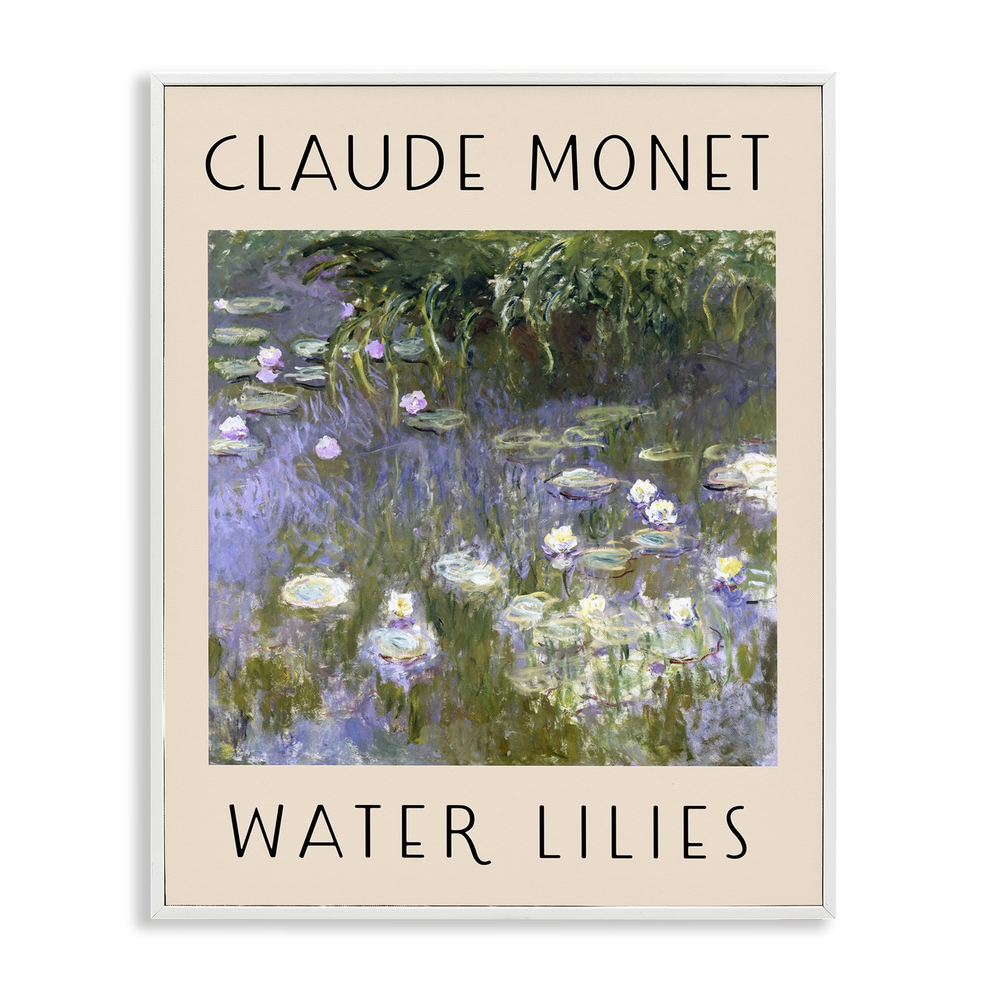 Stupell Industries Classic Monet Water Lilies Landscape & Nature Painting White Framed Art Print Wall Art, 24 x 30