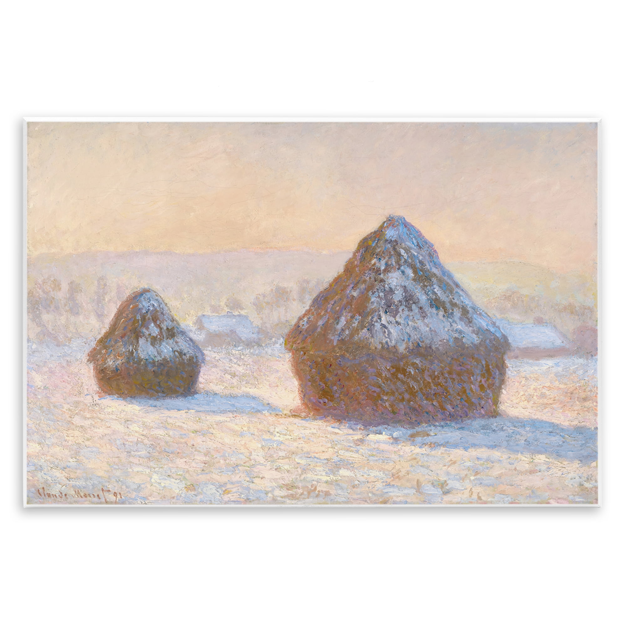 Stupell Industries Classic Monet Wheatstacks Landscape & Nature Painting Unframed Art Print Wall Art, 19 x 13