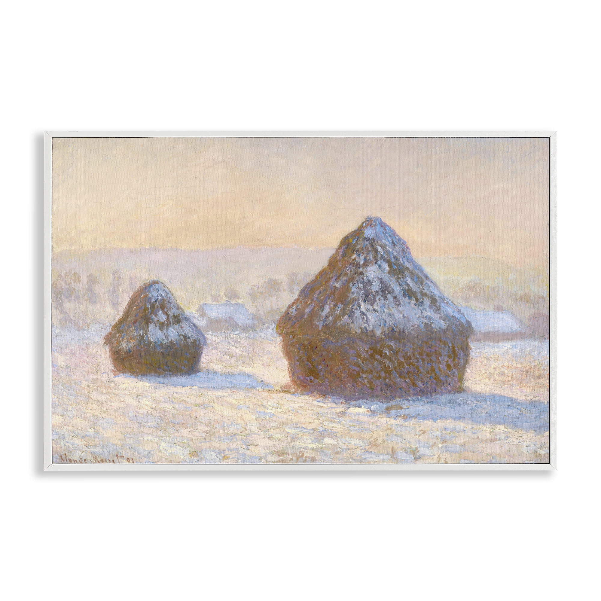 Stupell Industries Classic Monet Wheatstacks Landscape & Nature Painting White Framed Art Print Wall Art, 24 x 16