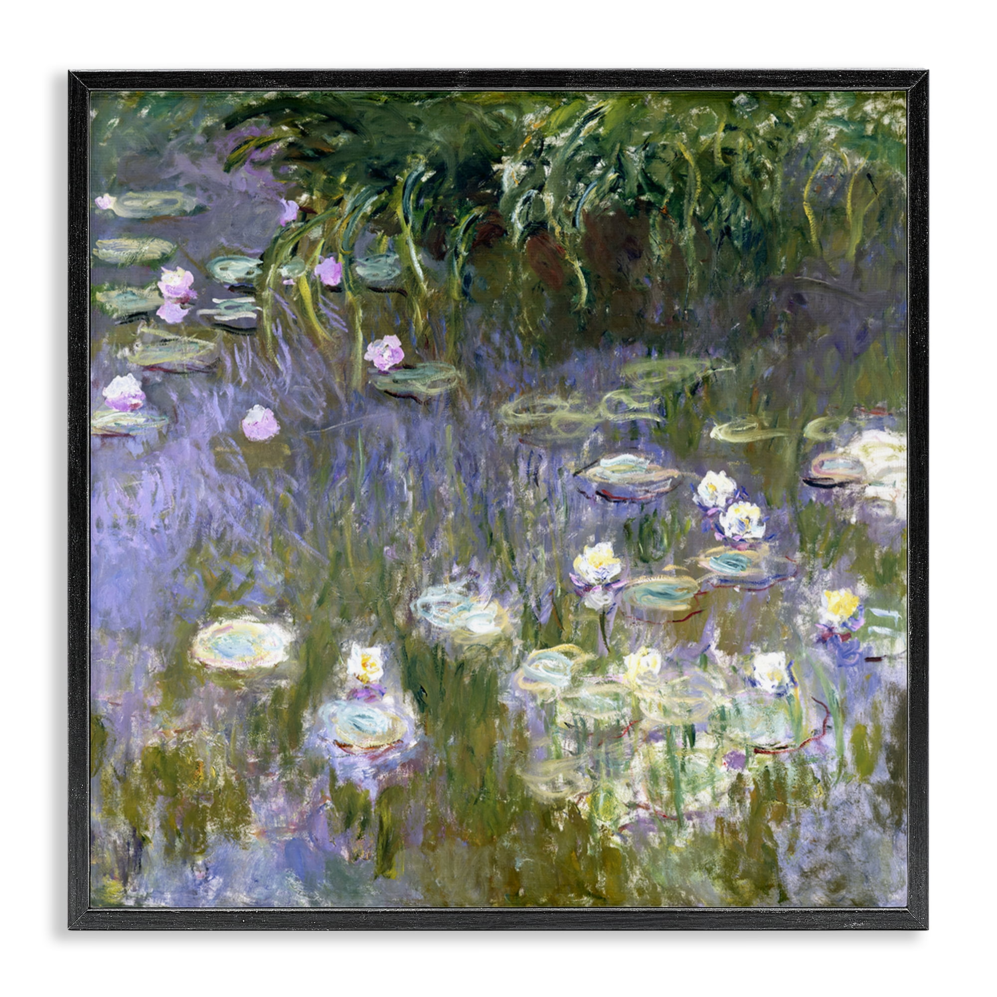 Stupell Industries Classic Monet White Water Lilies Landscape & Nature Painting Black Framed Art Print Wall Art, 17 x 17