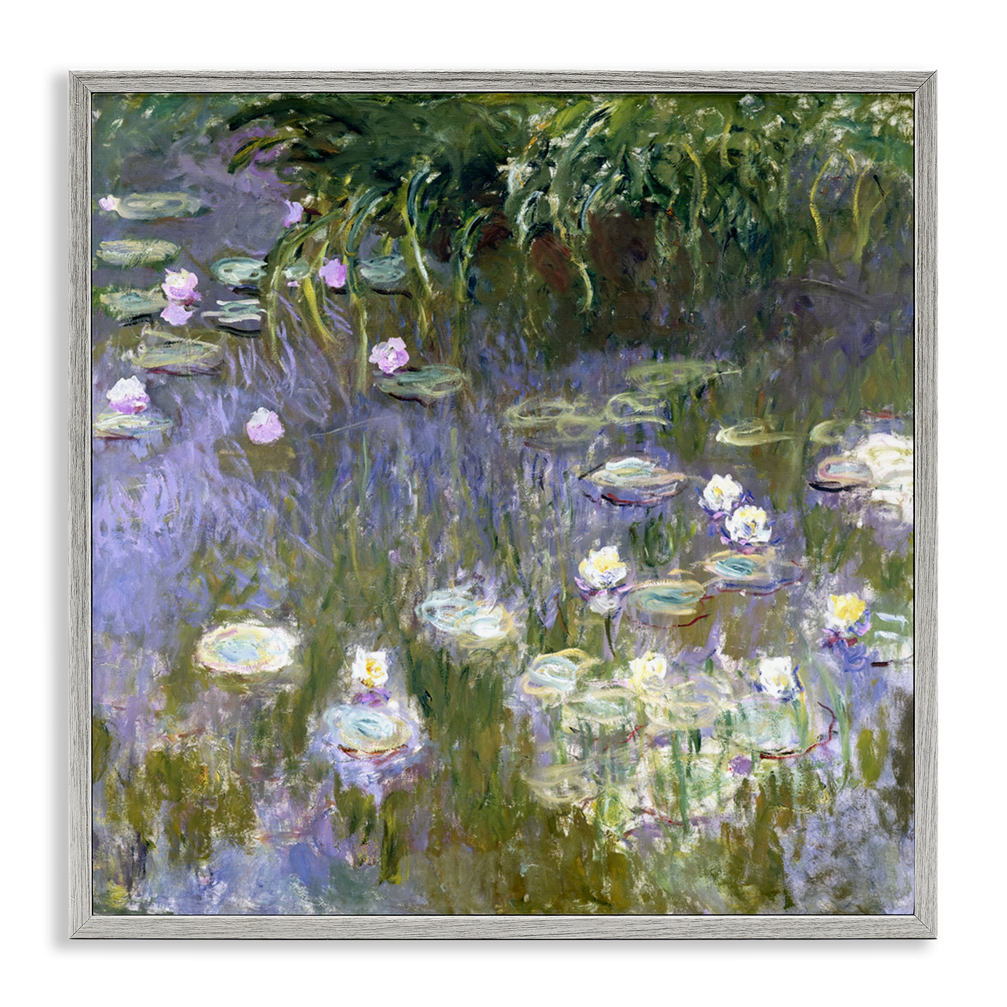 Stupell Industries Classic Monet White Water Lilies Landscape & Nature Painting Gray Framed Art Print Wall Art, 24 x 24