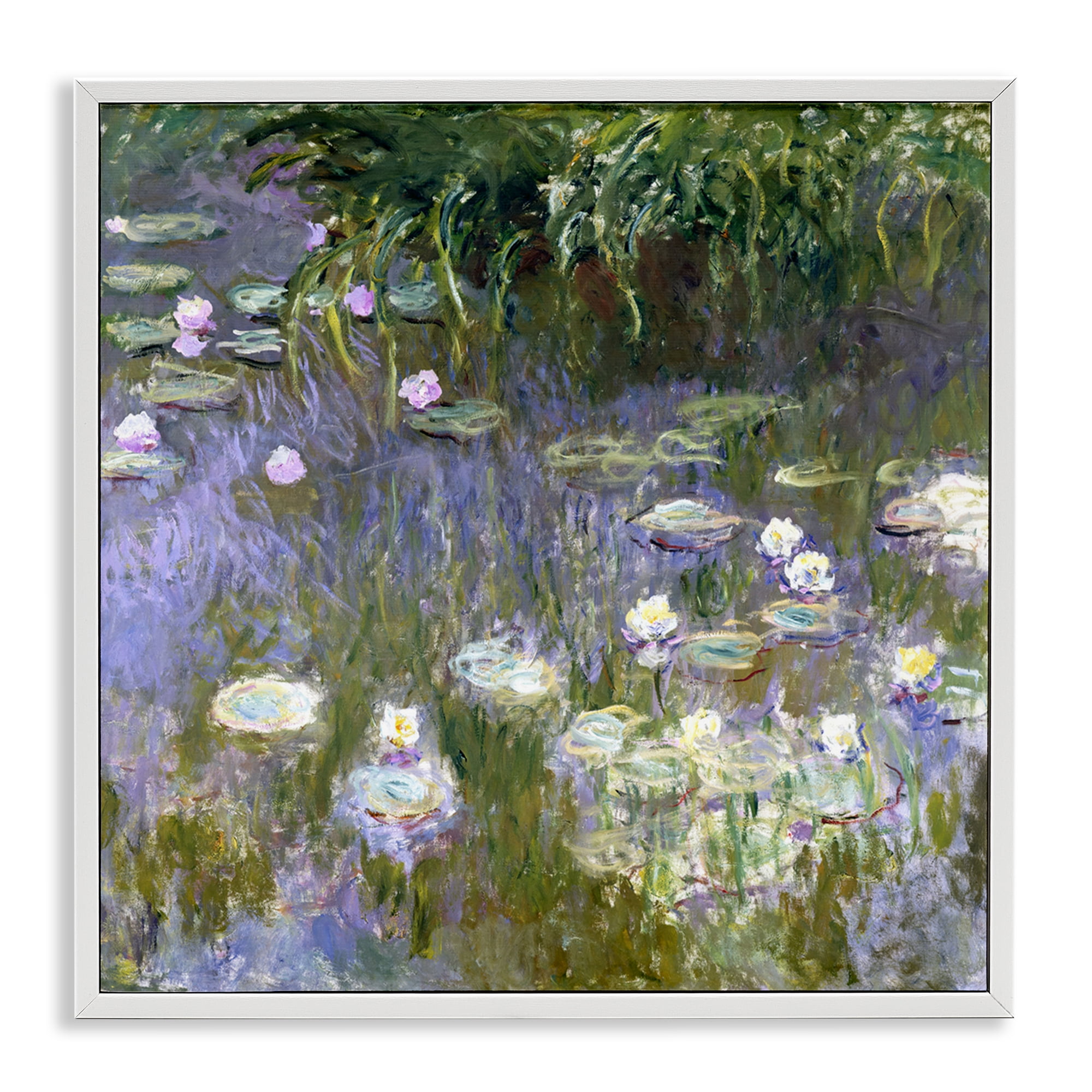 Stupell Industries Classic Monet White Water Lilies Landscape & Nature Painting White Framed Art Print Wall Art, 24 x 24