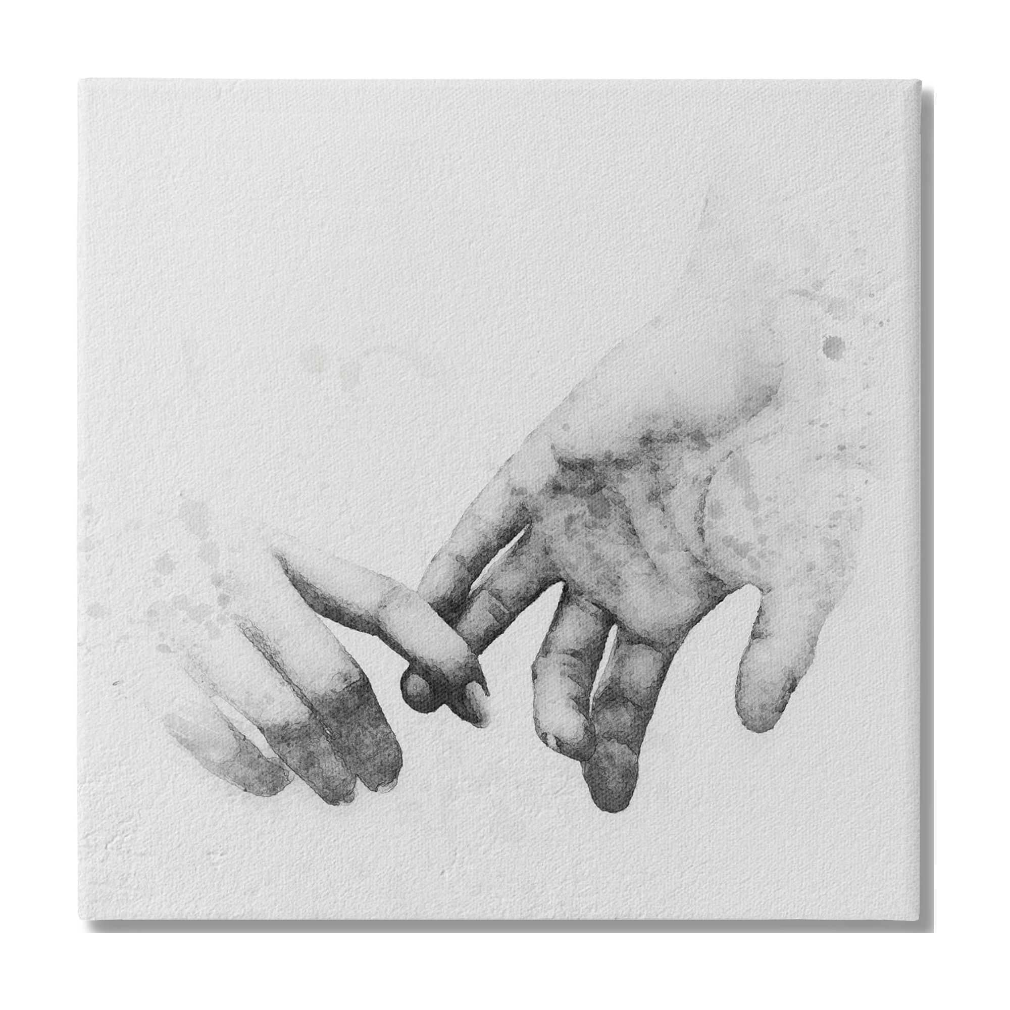 Stupell Industries Classic Monochrome Gentle Holding Hands Couple Design Canvas Wall Art, 17 x 17, Design by Ros Ruseva