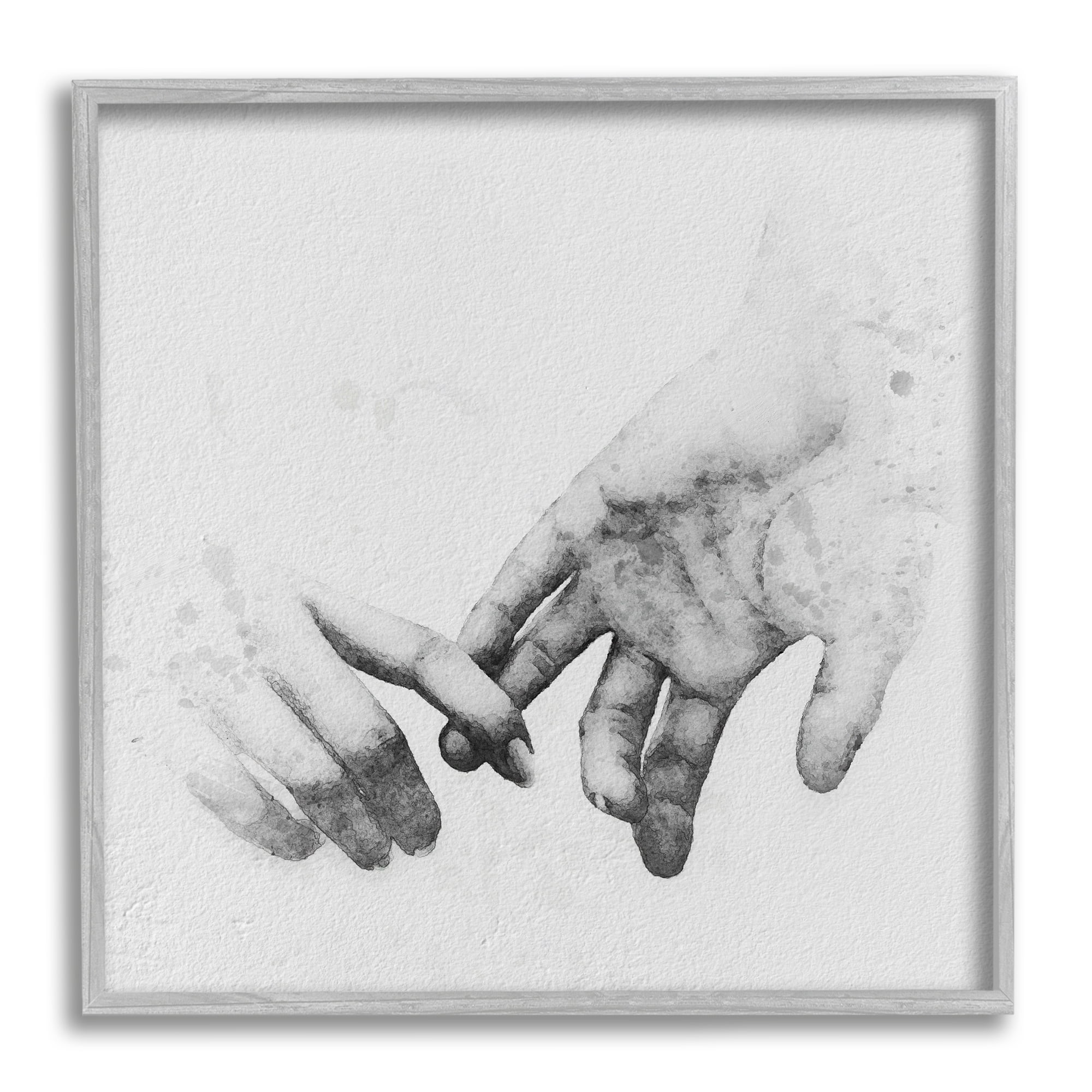 Stupell Industries Classic Monochrome Gentle Holding Hands Couple Design Framed Wall Art, 12 x 12, Design by Ros Ruseva