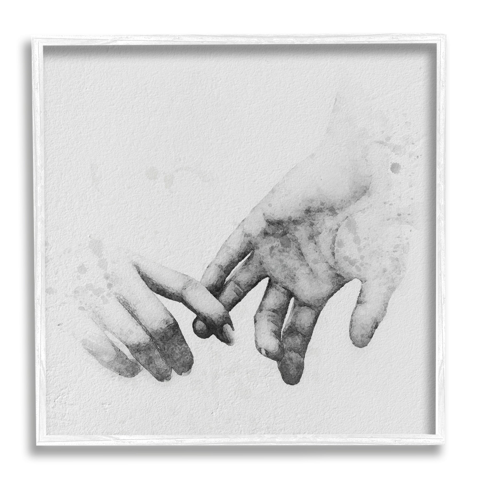 Stupell Industries Classic Monochrome Gentle Holding Hands Couple Design Framed Wall Art, 12 x 12, Design by Ros Ruseva