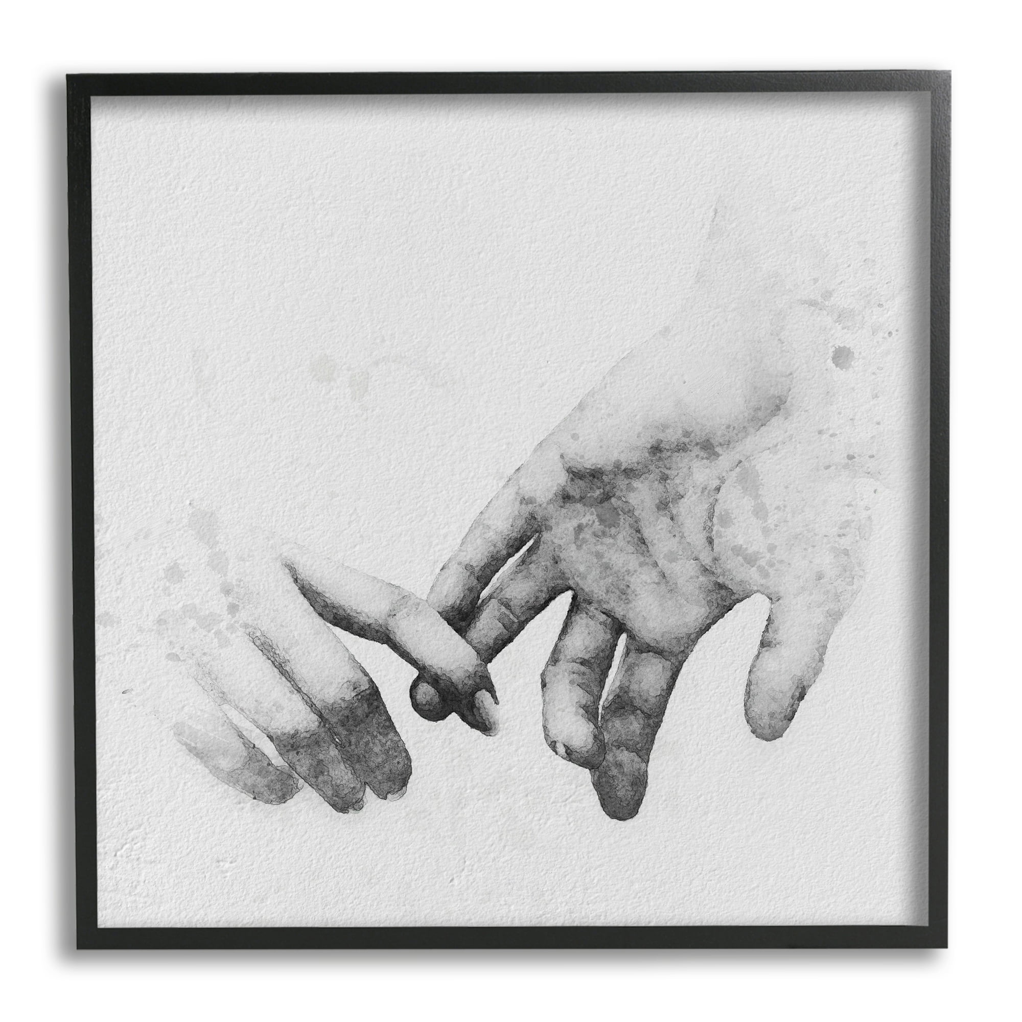 Stupell Industries Classic Monochrome Gentle Holding Hands Couple Design Framed Wall Art, 17 x 30, Design by Ros Ruseva