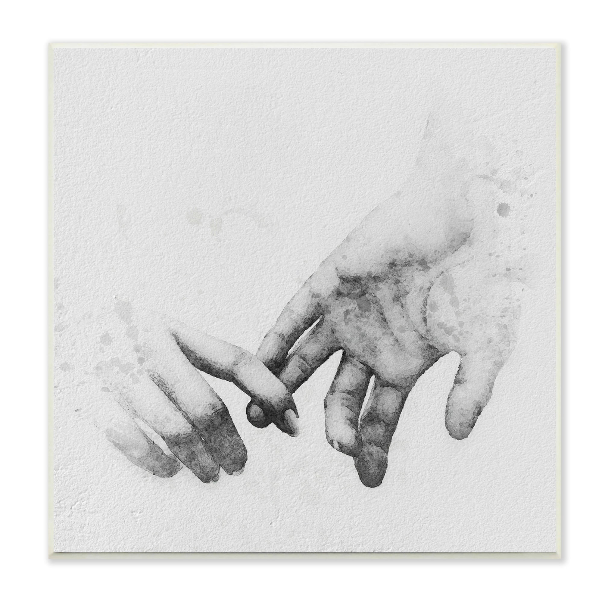 Stupell Industries Classic Monochrome Gentle Holding Hands Couple Design Wood Wall Art, 12 x 12, Design by Ros Ruseva