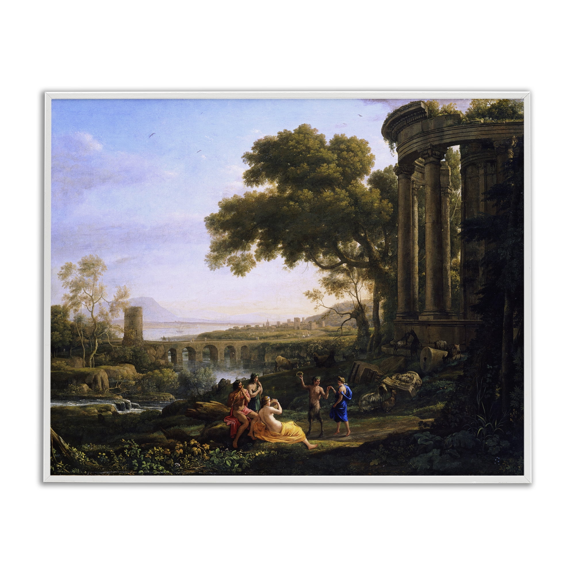 Stupell Industries Classic Nymph & Satyr Dancing Landscape & Nature Painting White Framed Art Print Wall Art, 30 x 24