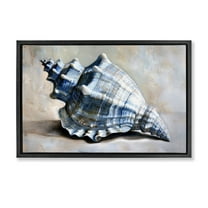 Stupell Industries Classic Ocean Conch Animals Painting Black Floater Framed Canvas Art Print Wall Art, 25 x 17