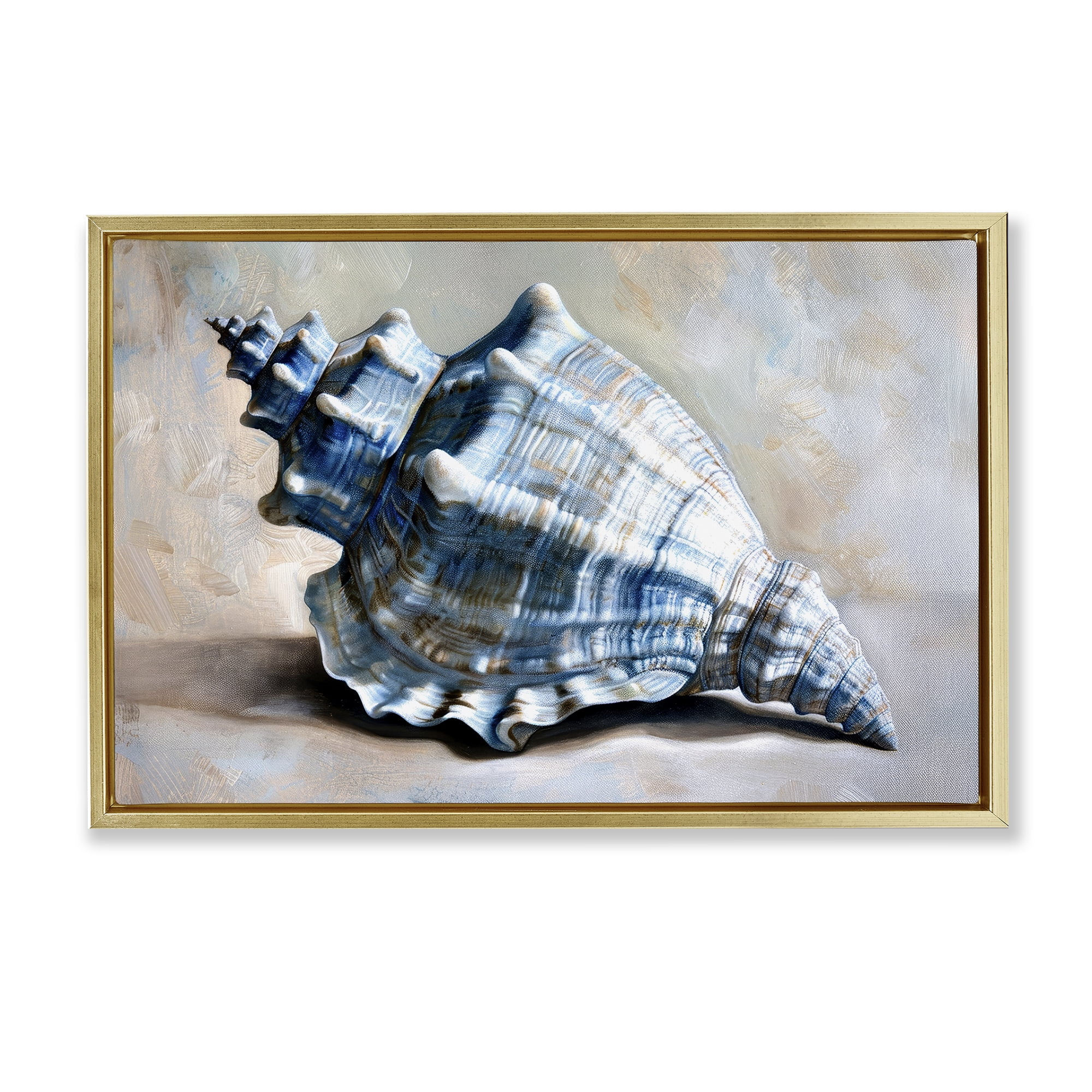 Stupell Industries Classic Ocean Conch Animals Painting Gold Floater Framed Canvas Art Print Wall Art, 25 x 17