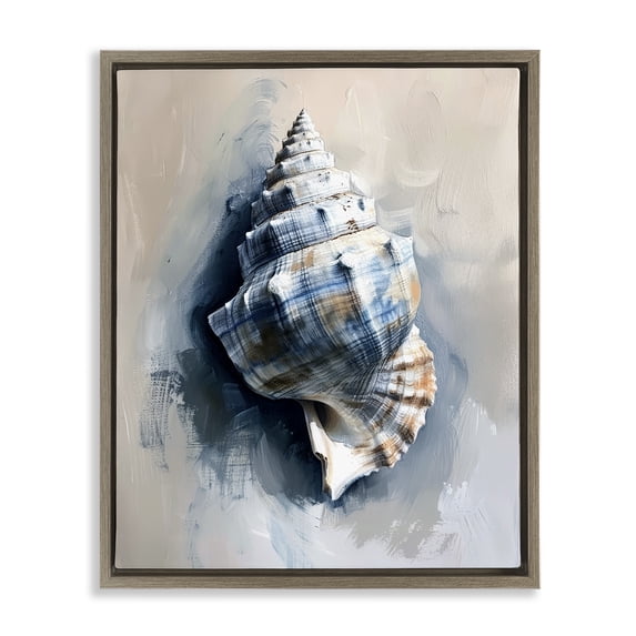 Stupell Industries Coastal Classic Ocean Shell Brown Floating Frame Canvas Art, 25 x 31, by Petals Prints Design