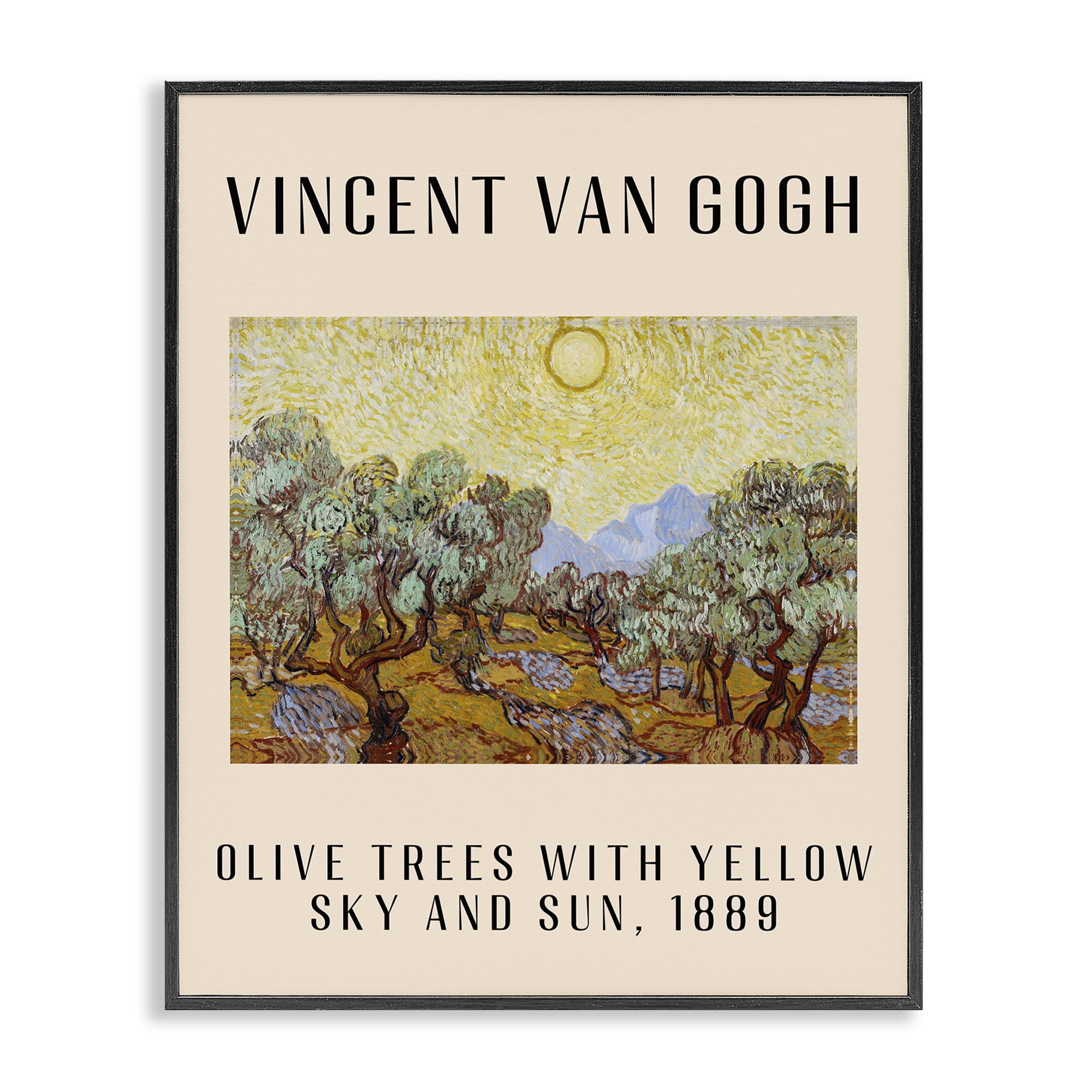 Stupell Industries Classic Olive Trees Van Gogh Landscape & Nature Painting Black Framed Art Print Wall Art, 24 x 30