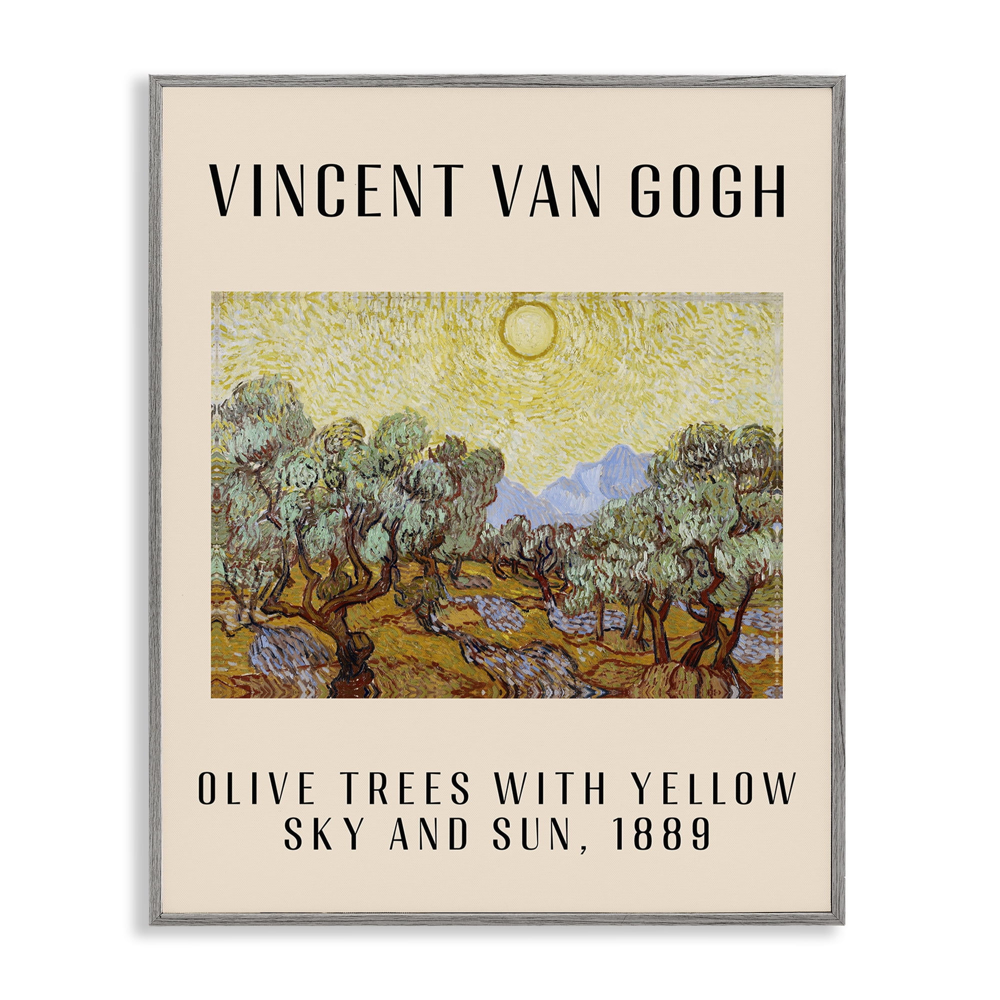 Stupell Industries Classic Olive Trees Van Gogh Landscape & Nature Painting Gray Framed Art Print Wall Art, 24 x 30