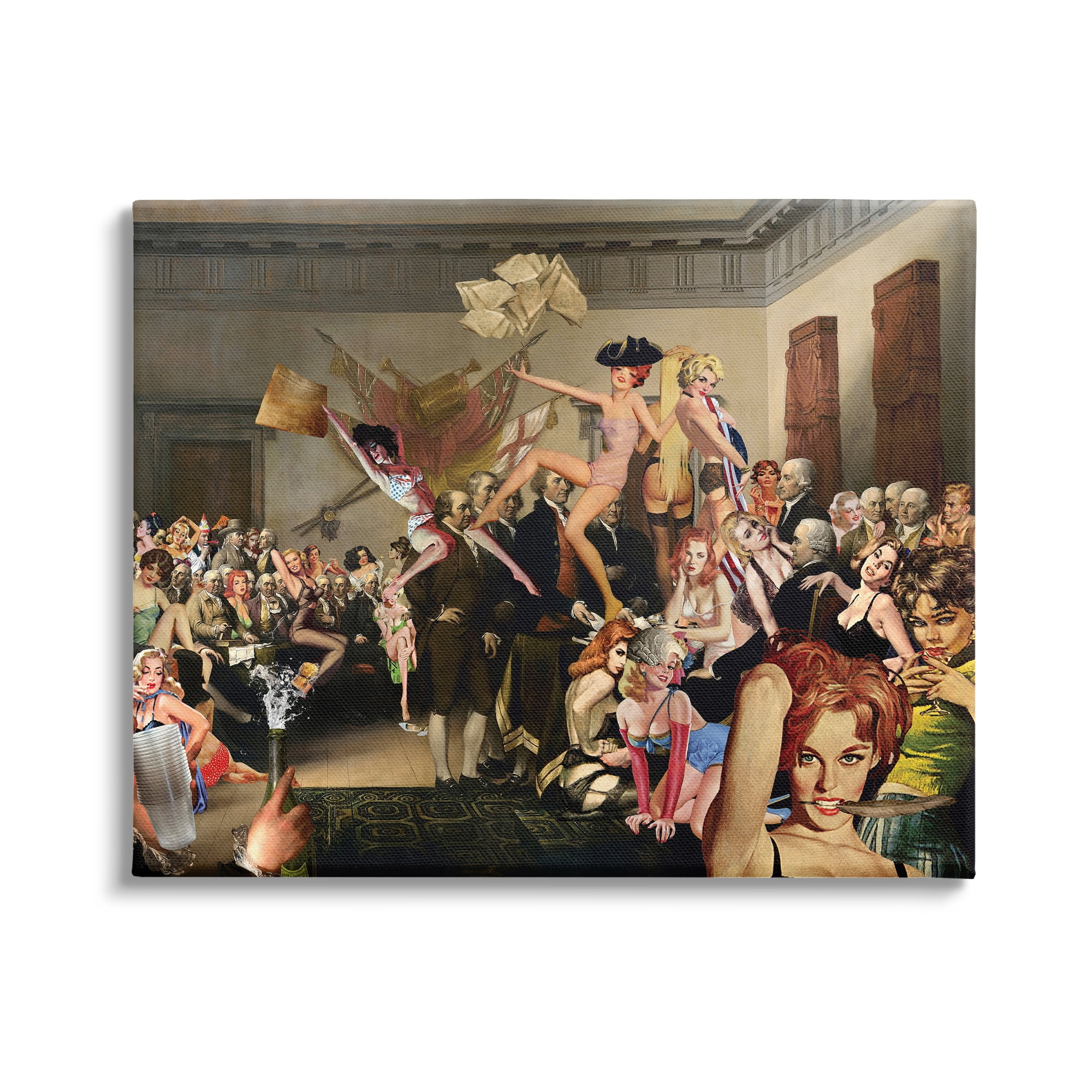 Stupell Industries Classic Painting Collage Novelty Painting Gallery Wrapped Canvas Art Print Wall Art, 48 x 36