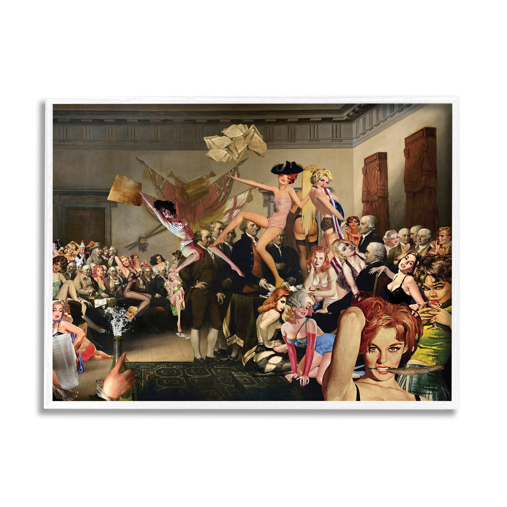 Stupell Industries Classic Painting Collage Novelty Painting White Framed Art Print Wall Art, 14 x 11