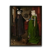 Stupell Industries Classic Painting with Cats Animals & Insects Painting Black Framed Art Print Wall Art, 11 x 14