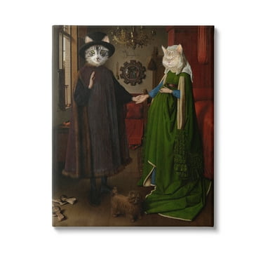 Stupell Industries Classic Painting with Cats Animals & Insects Painting Gallery Wrapped Canvas Art Print Wall Art, 16 x 20