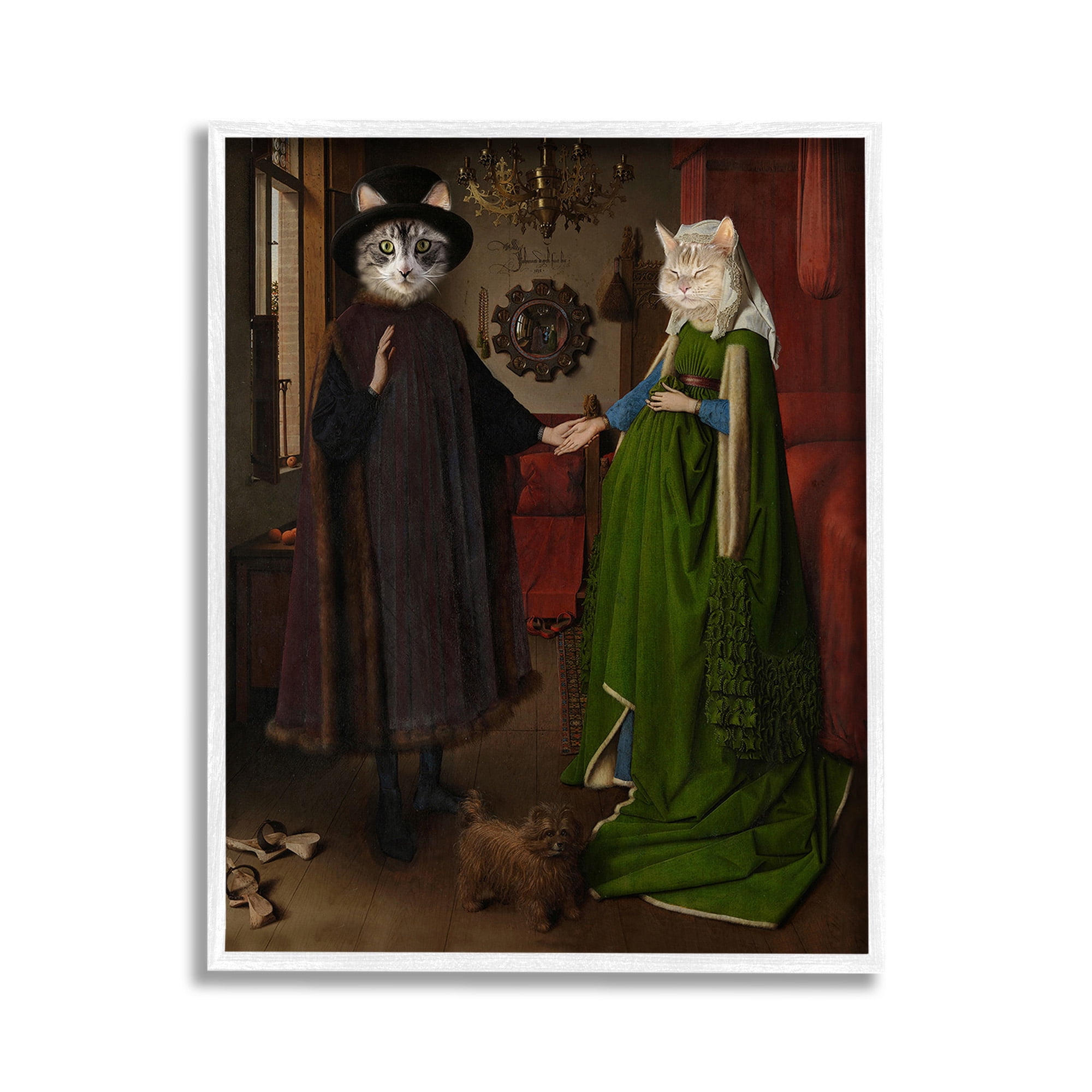 Stupell Industries Classic Painting with Cats Animals & Insects Painting White Framed Art Print Wall Art, 11 x 14