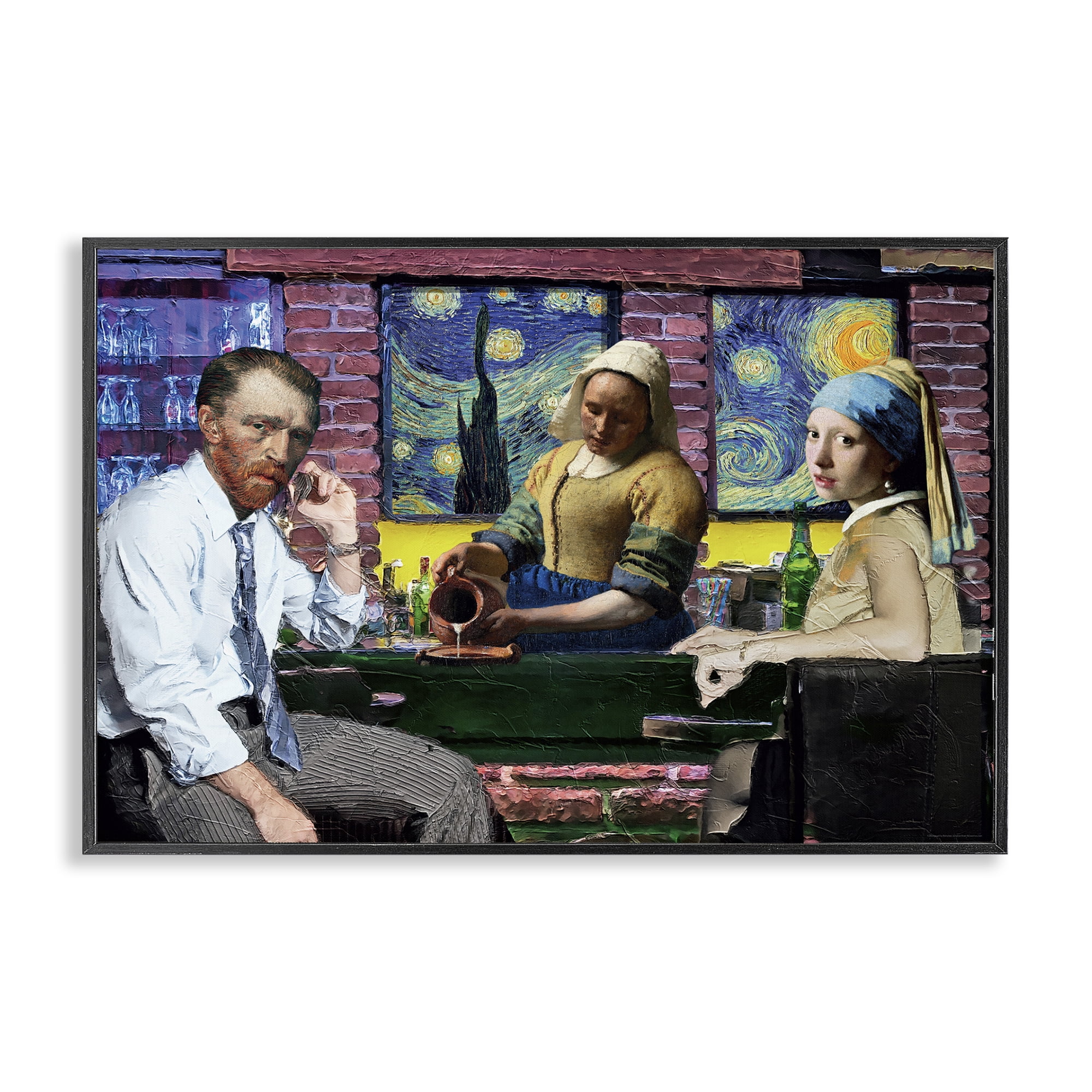 Stupell Industries Classic Paintings Gathered Novelty & Humor Painting Black Framed Art Print Wall Art, 18 x 12