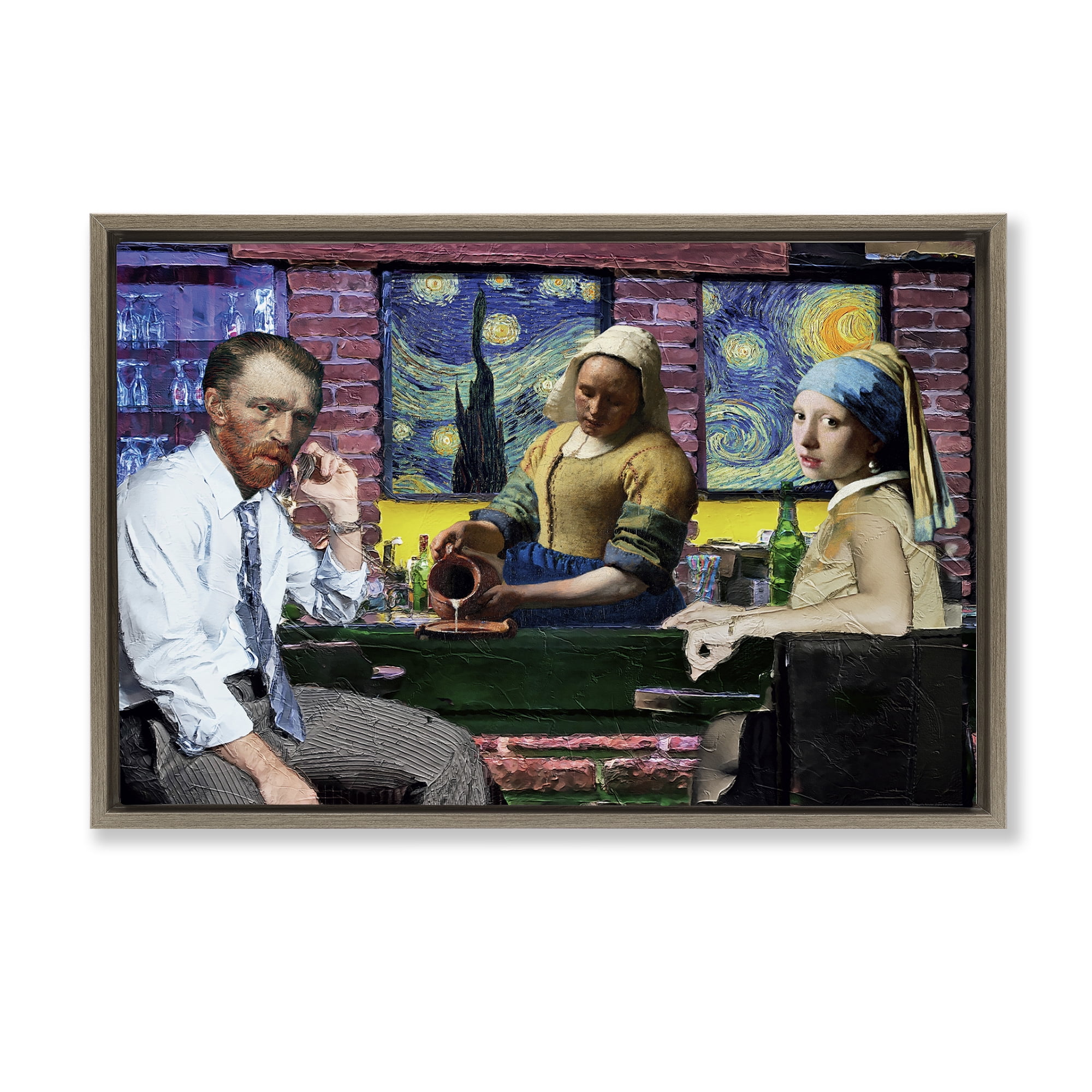Stupell Industries Classic Paintings Gathered Novelty & Humor Painting Brown Floater Framed Canvas Art Print Wall Art, 25 x 17