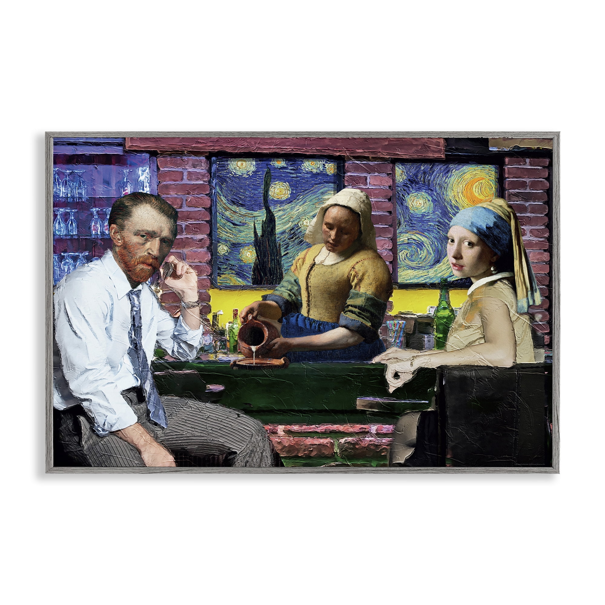Stupell Industries Classic Paintings Gathered Novelty & Humor Painting Gray Framed Art Print Wall Art, 30 x 20