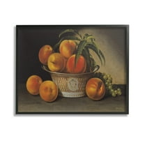 Stupell Industries Classic Peaches & Grapes Food & Beverage Painting Black Framed Art Print Wall Art, 14 x 11