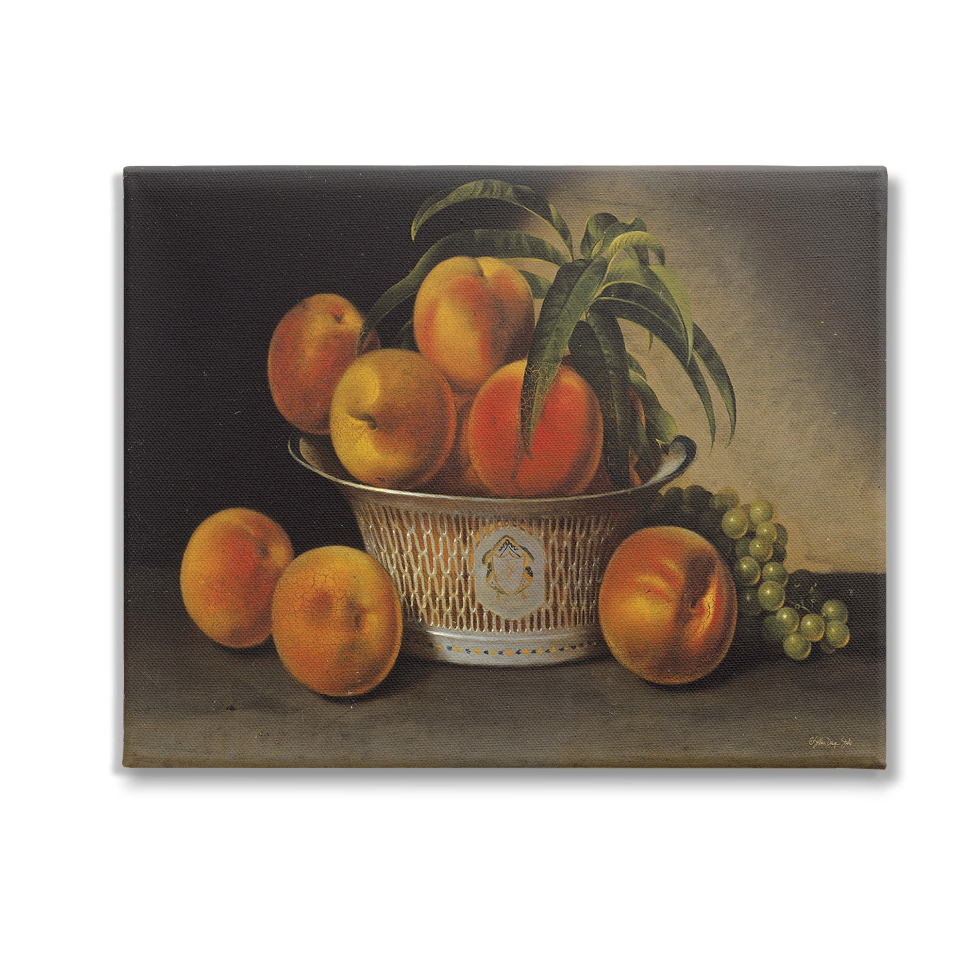 Stupell Industries Classic Peaches & Grapes Food & Beverage Painting Gallery Wrapped Canvas Art Print Wall Art, 20 x 16