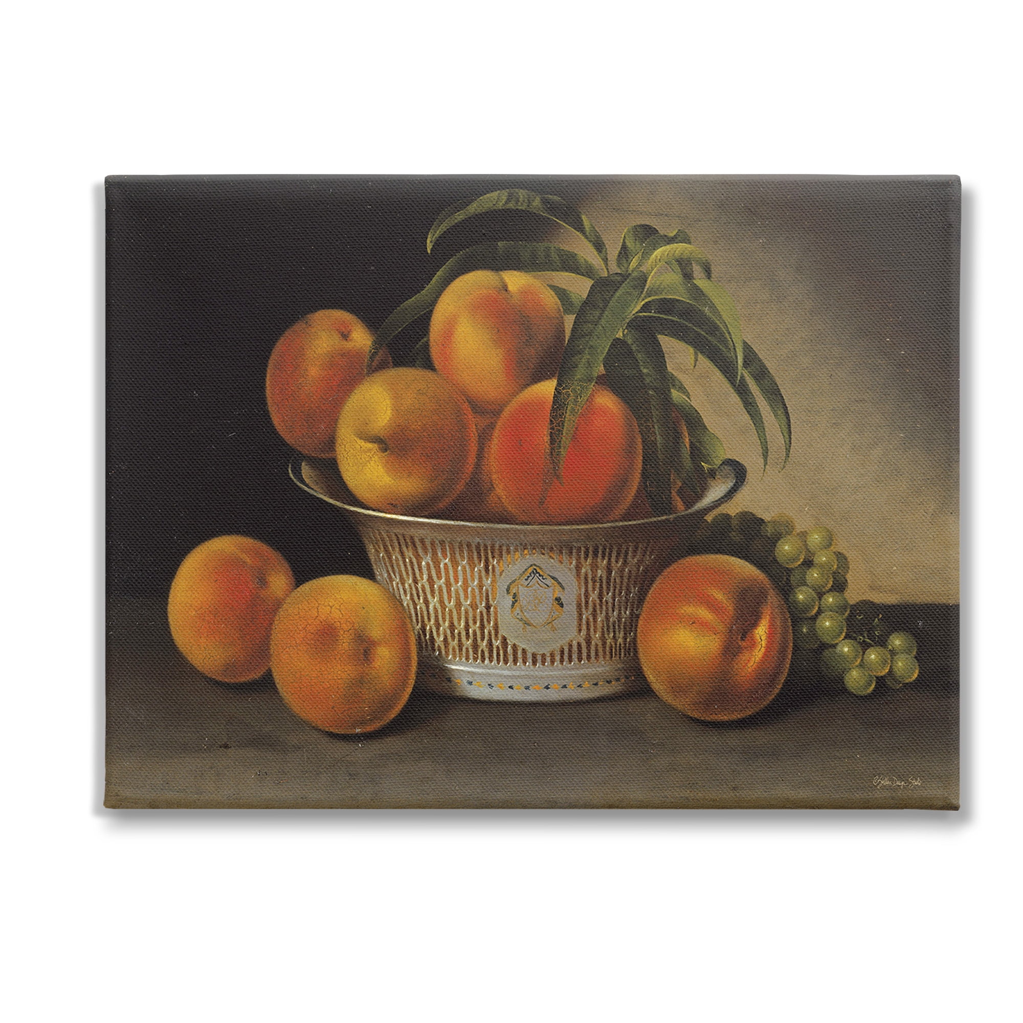 Stupell Industries Classic Peaches & Grapes Food & Beverage Painting Gallery Wrapped Canvas Art Print Wall Art, 48 x 36
