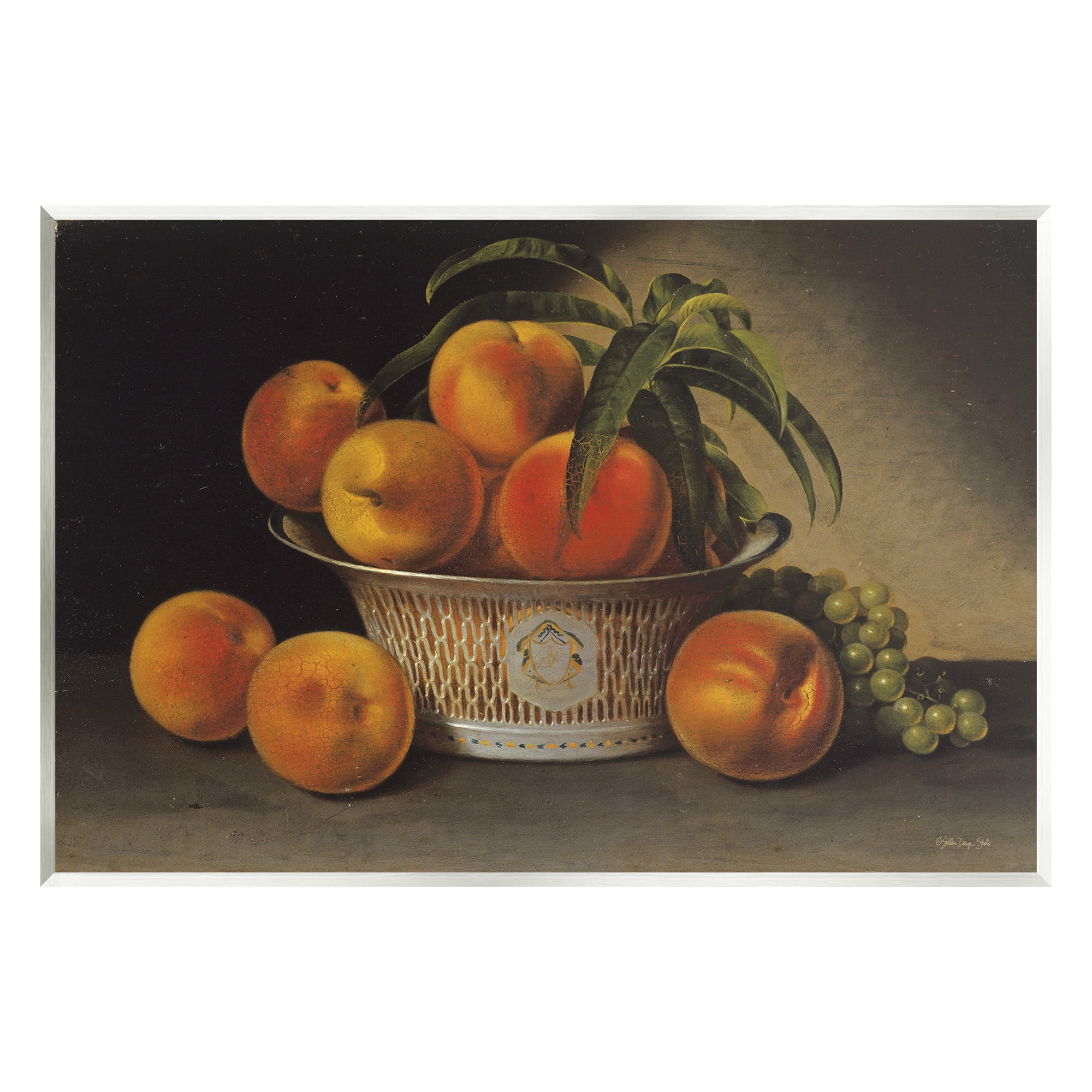 Stupell Industries Classic Peaches & Grapes Food & Beverage Painting Unframed Art Print Wall Art, 19 x 13