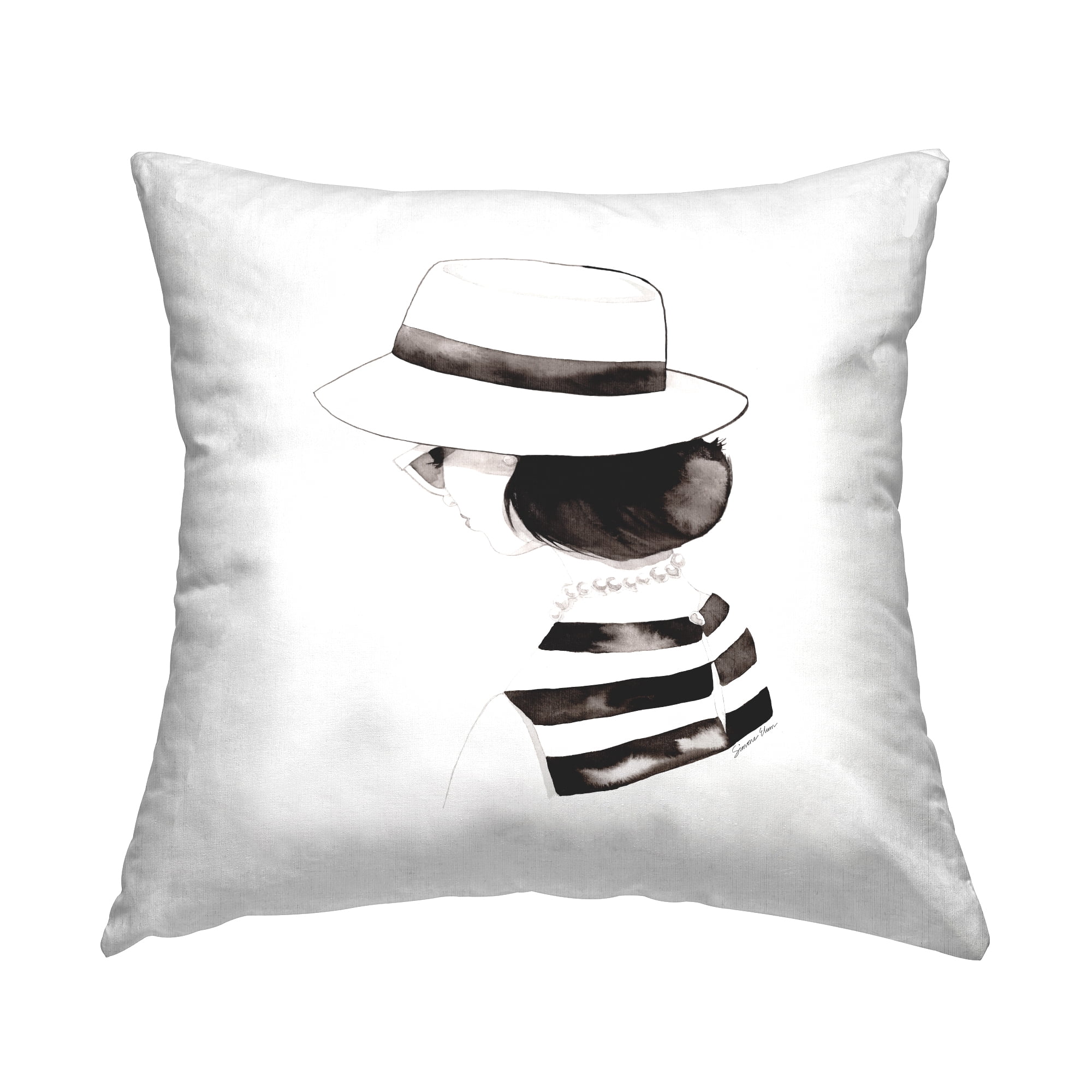Stupell Industries Classic Pears Girl Portrait Square Decorative Printed Throw Pillow, 18 x 18