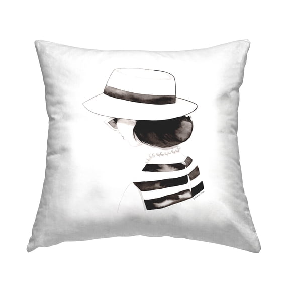 Stupell Industries Classic Pears Girl Portrait Square Decorative Printed Throw Pillow, 18 x 18