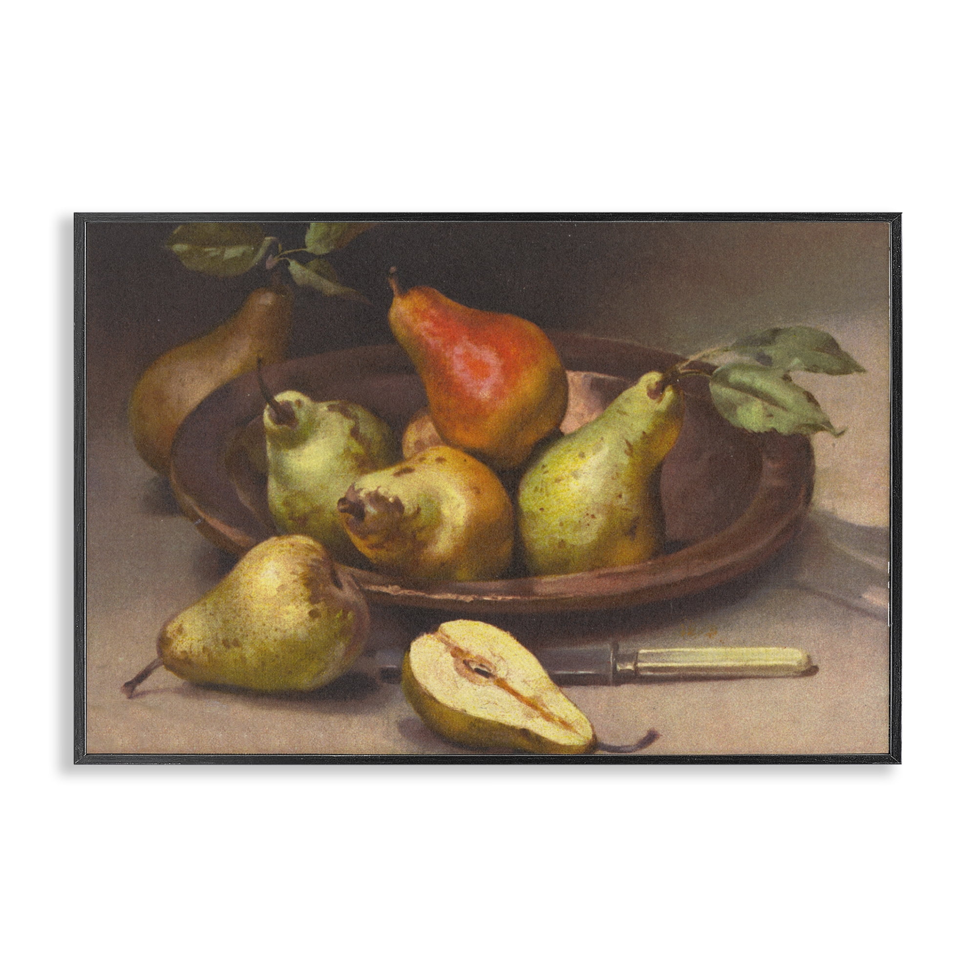 Stupell Industries Classic Pears Still Life Food & Beverage Painting Black Framed Art Print Wall Art, 24 x 16