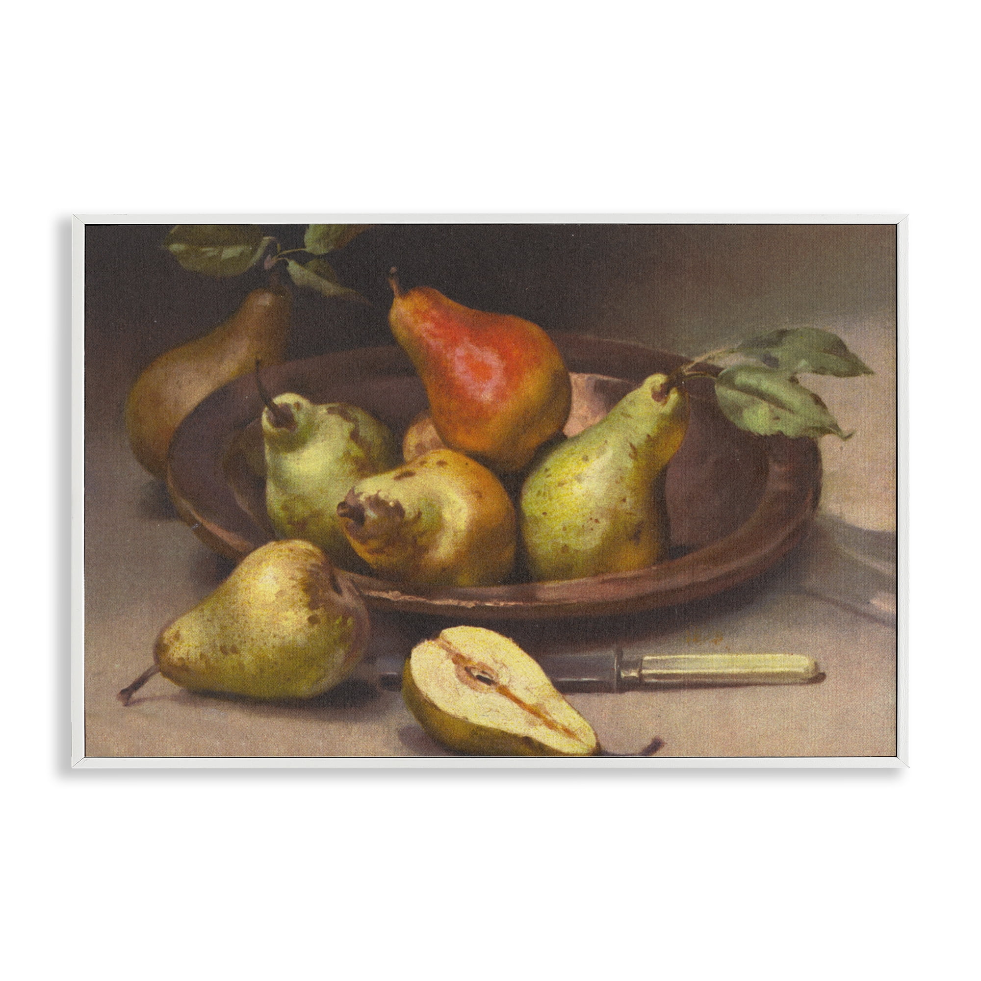 Stupell Industries Classic Pears Still Life Food & Beverage Painting White Framed Art Print Wall Art, 18 x 12