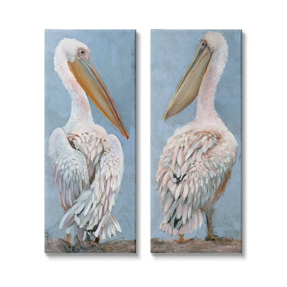 Stupell Industries Classic Pelicans Gazing Animals & Insects Painting Gallery Wrapped Canvas Art Print Wall Art, 10 x 24, Set of 2
