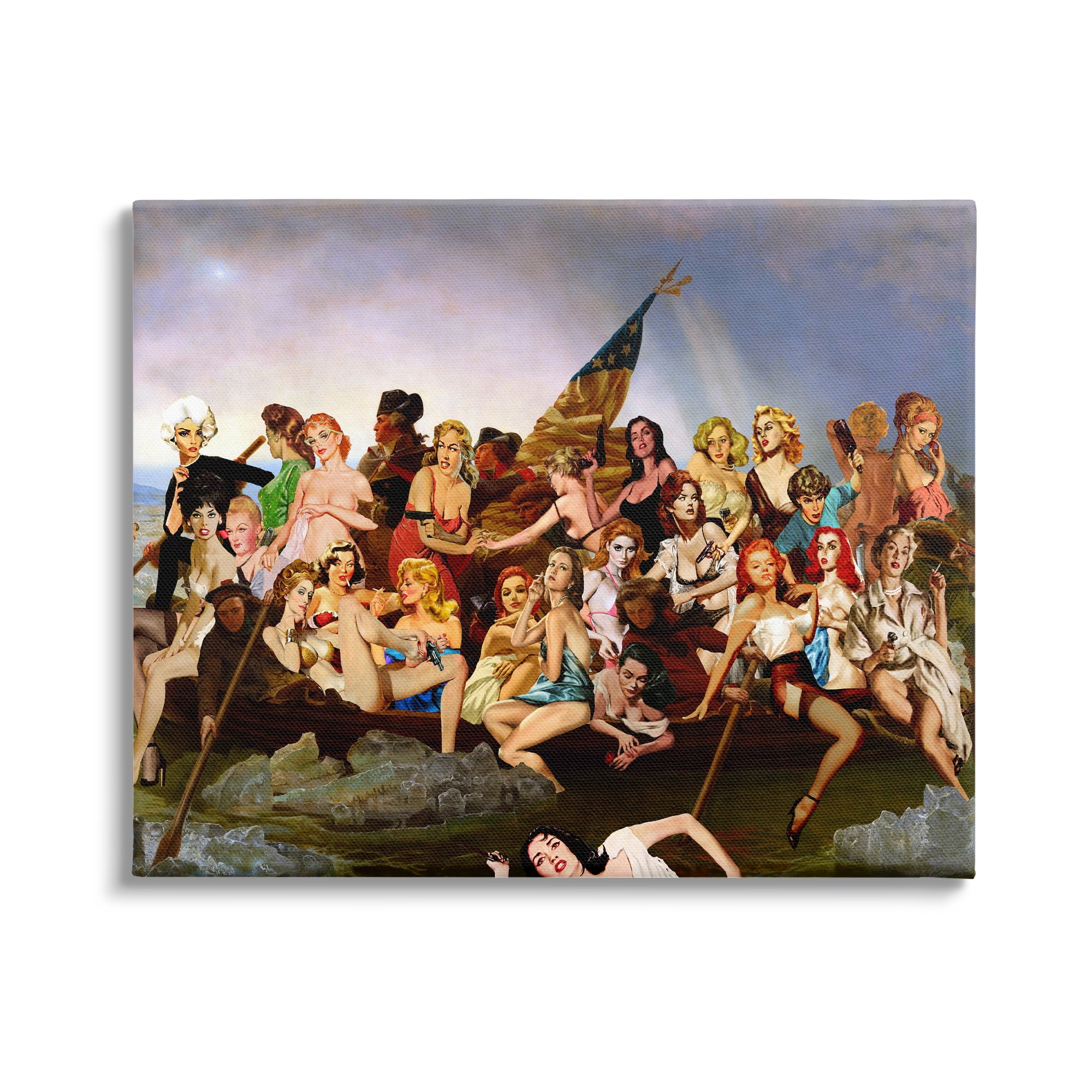 Stupell Industries Classic People Collage Novelty Painting Gallery Wrapped Canvas Art Print Wall Art, 48 x 36