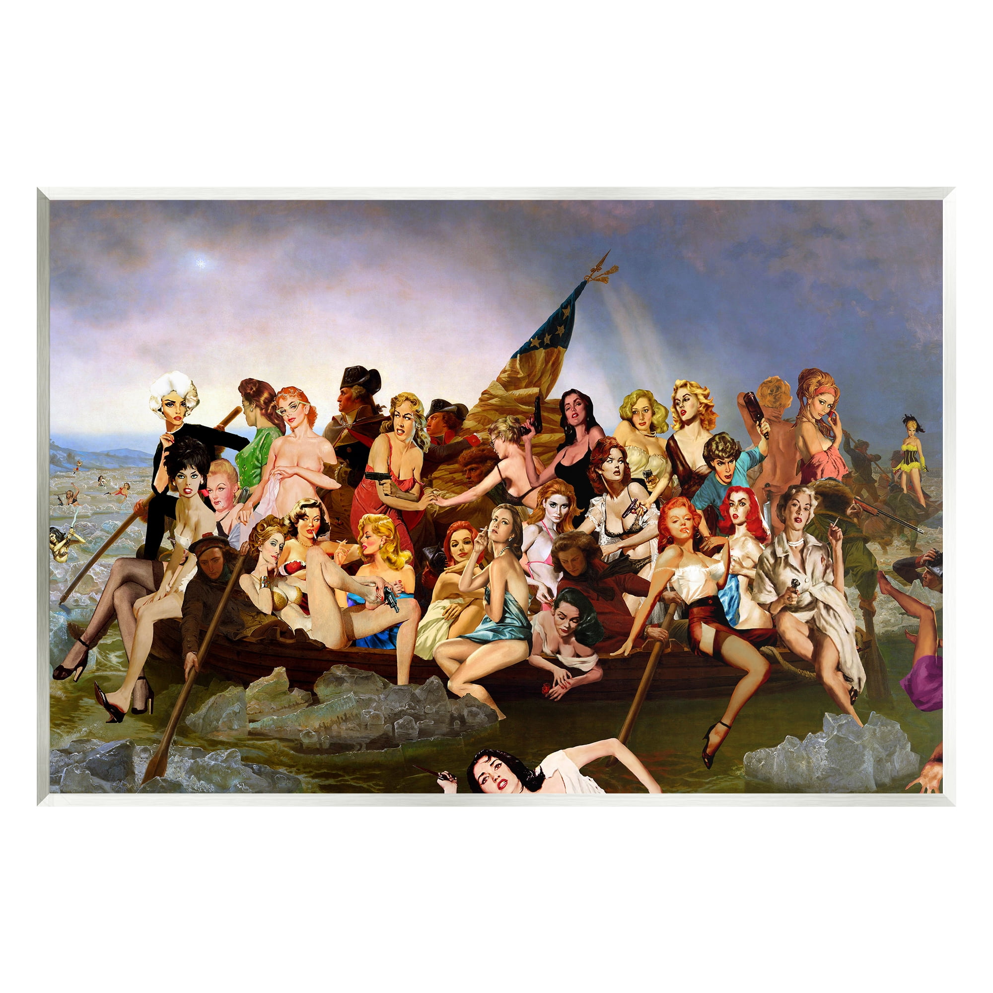 Stupell Industries Classic People Collage Novelty Painting Unframed Art Print Wall Art, 19 x 13