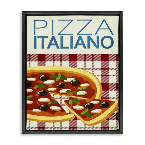 Stupell Industries Classic Pizza Italiano Food & Beverage Painting Black Floater Framed Canvas Art Print Wall Art, 25 x 31