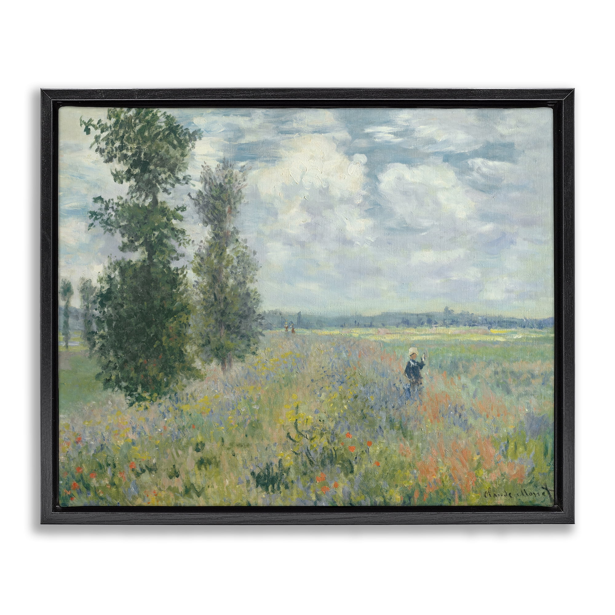 Stupell Industries Classic Poppy Field Near Argenteuil Landscape & Nature Painting Black Floater Framed Canvas Art Print Wall Art, 31 x 25