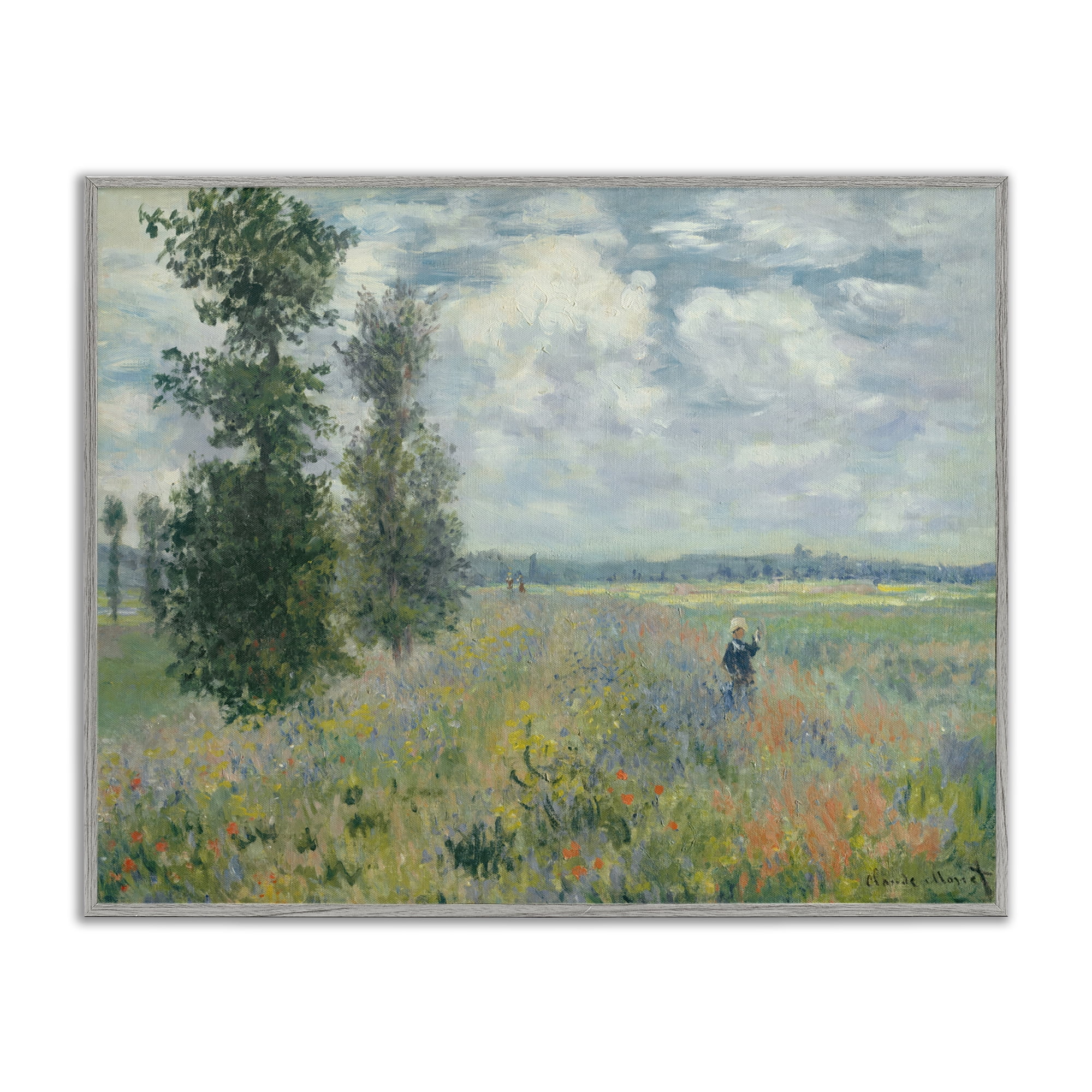 Stupell Industries Classic Poppy Field Near Argenteuil Landscape & Nature Painting Gray Framed Art Print Wall Art, 30 x 24