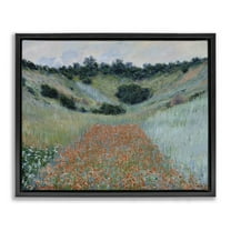 Stupell Industries Classic Poppy Field in Hollow Landscape & Nature Painting Black Floater Framed Canvas Art Print Wall Art, 21 x 17