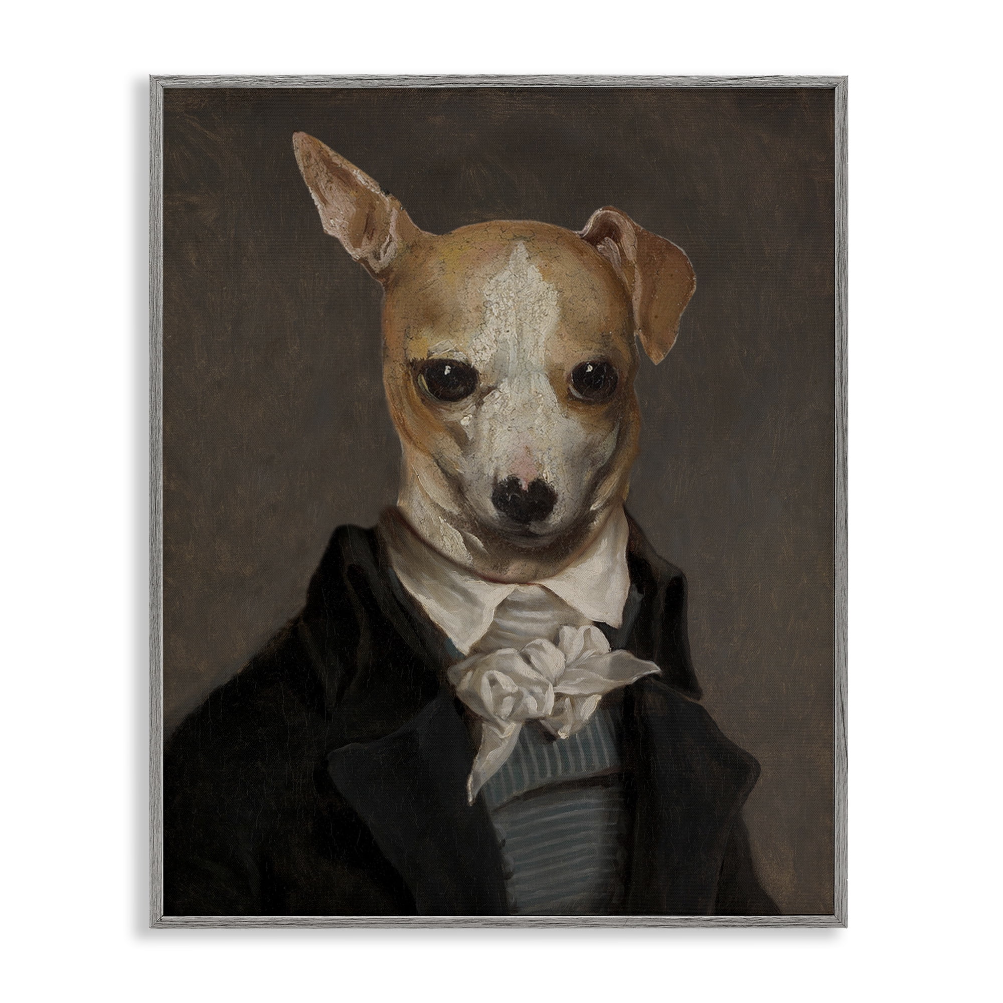 Stupell Industries Classic Portrait Chihuahua Animals & Insects Painting Gray Framed Art Print Wall Art, 11 x 14